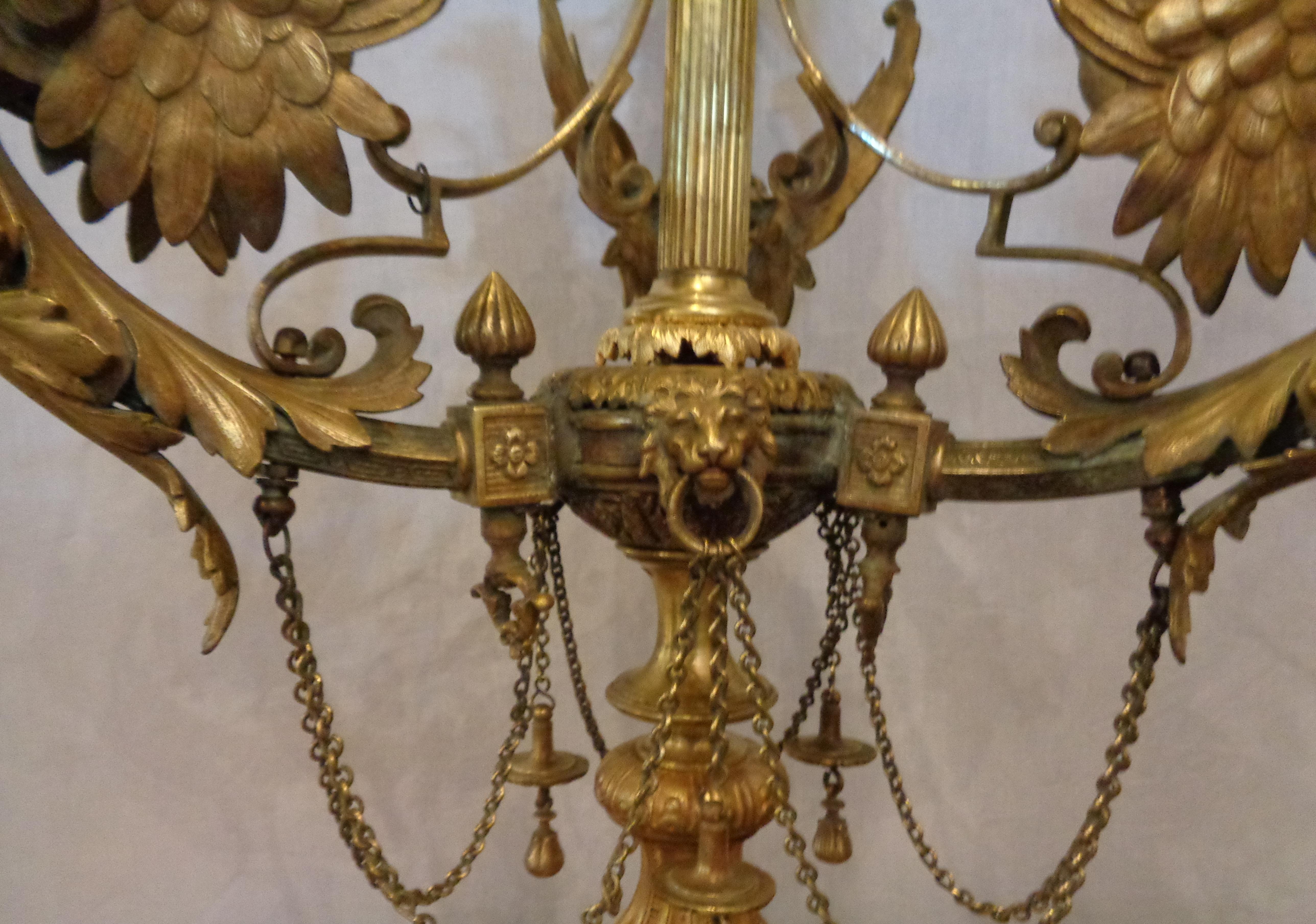 20th Century Large 19th Century Doré Bronze Full Bodied Serpent Candelabra Lamp