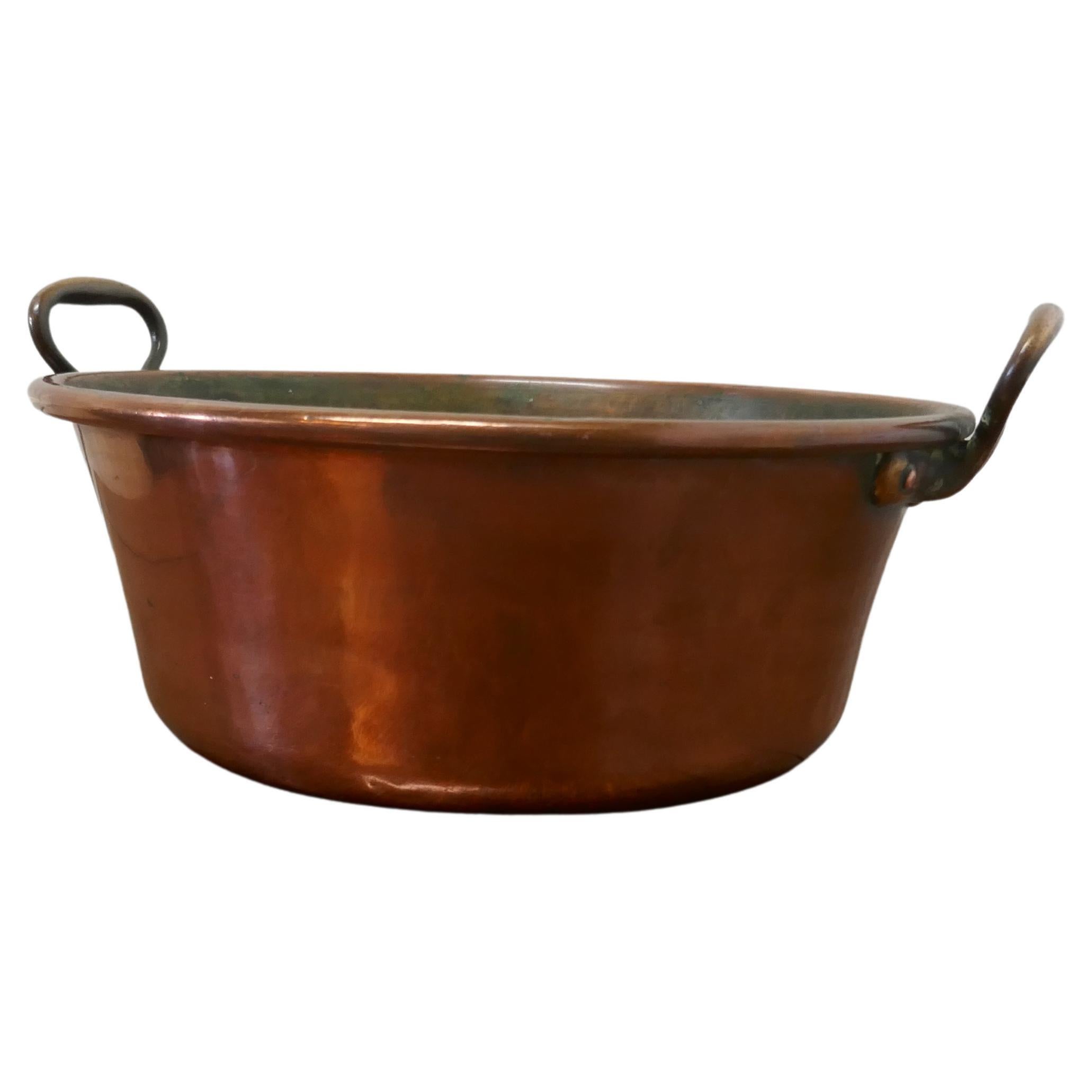 Large 19th Century Double Handled Copper Pan For Sale