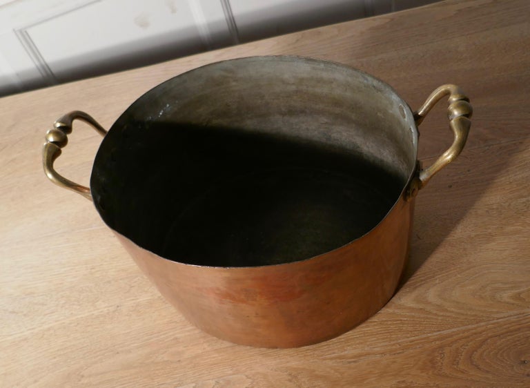 Large 19th Century Double Handled Copper Pot For Sale at 1stDibs
