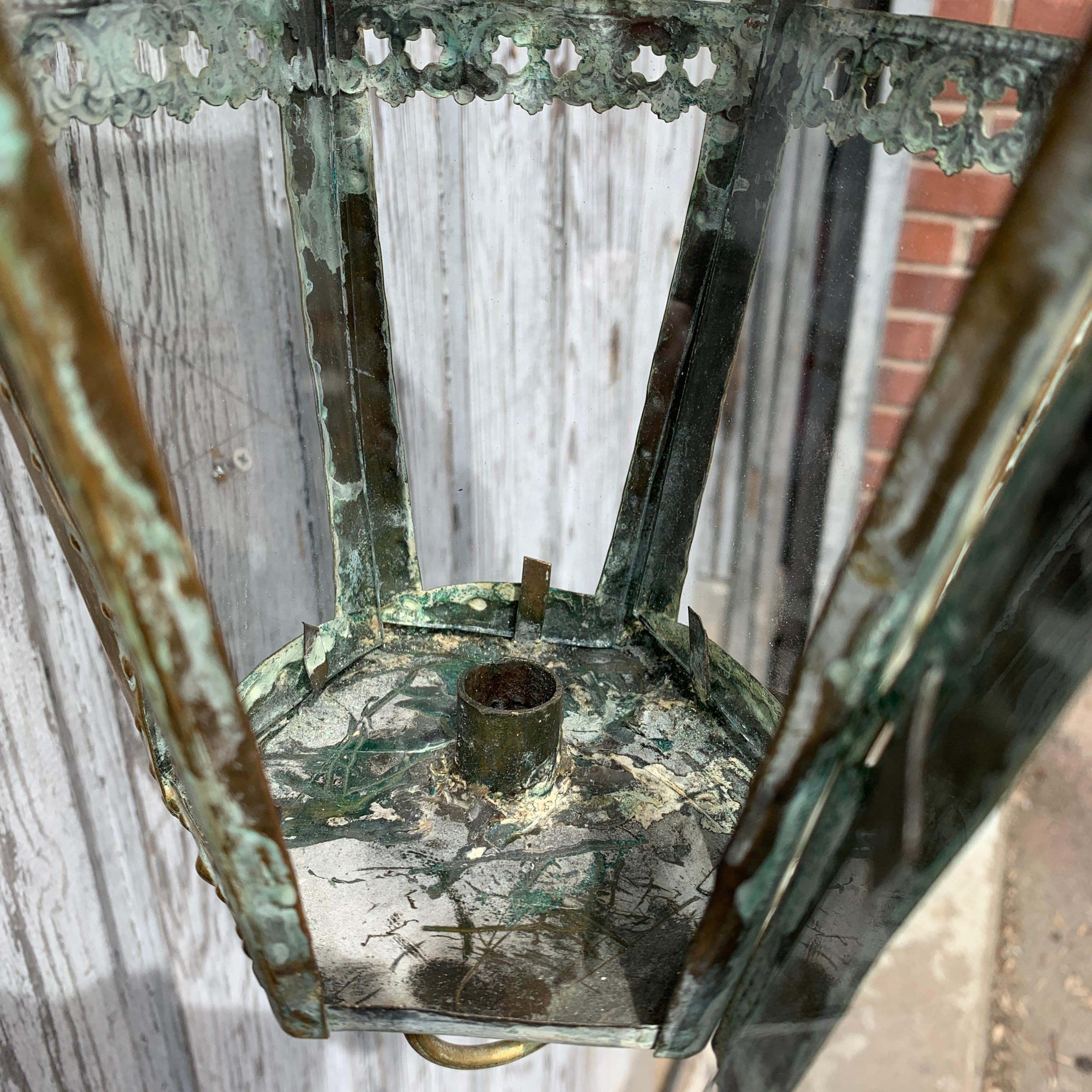 Large 19th Century Dutch Brass Wall Mounted Lantern For Sale 4