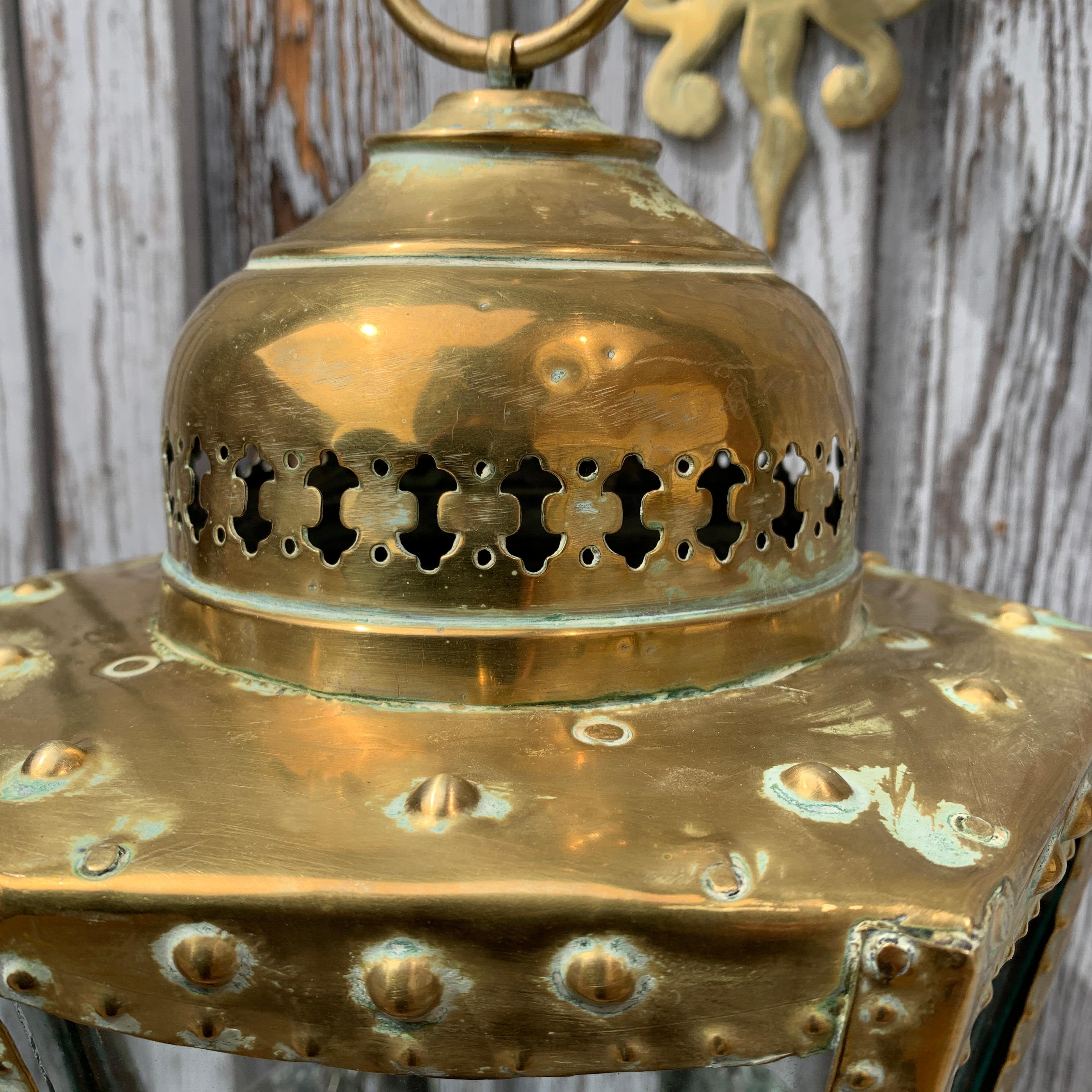 Large 19th Century Dutch Brass Wall Mounted Lantern For Sale 6