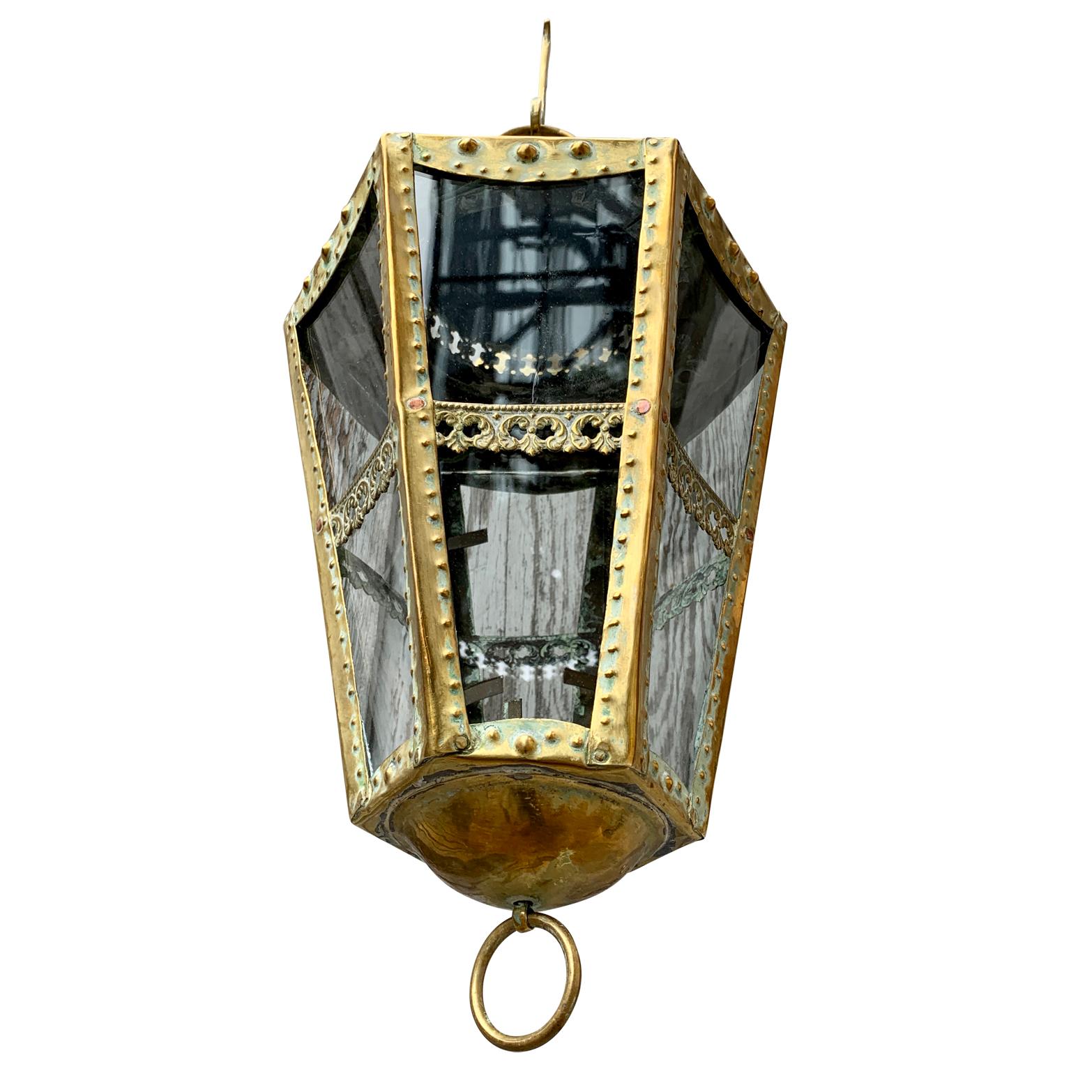 Baroque Large 19th Century Dutch Brass Wall Mounted Lantern For Sale