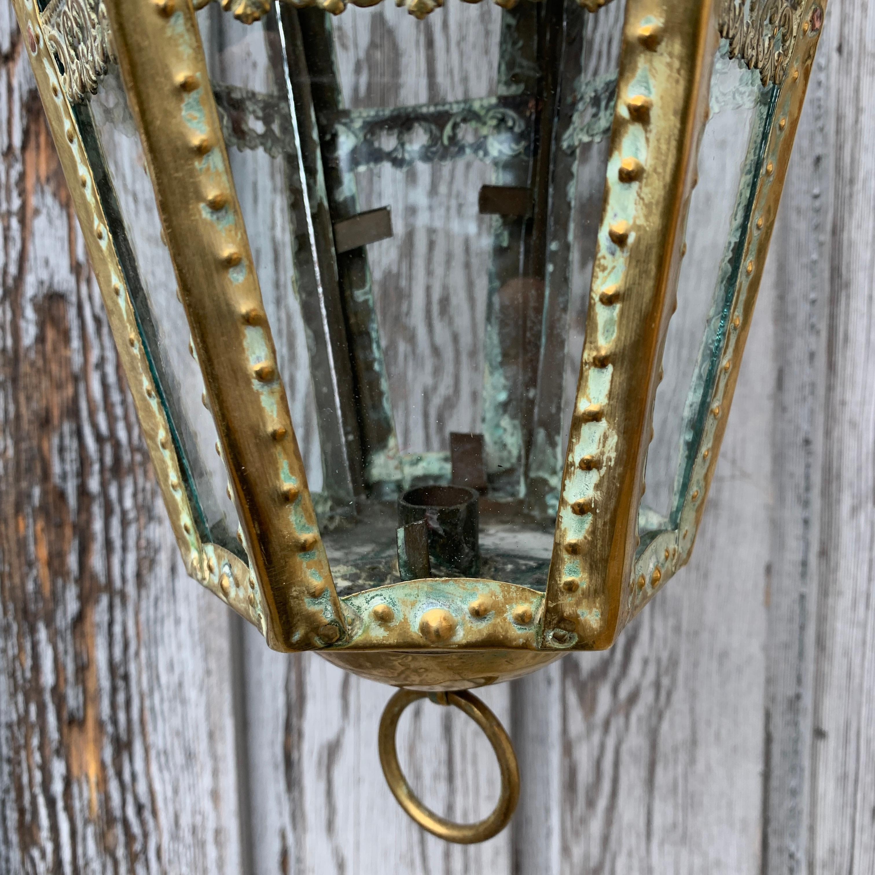 Large 19th Century Dutch Brass Wall Mounted Lantern For Sale 2