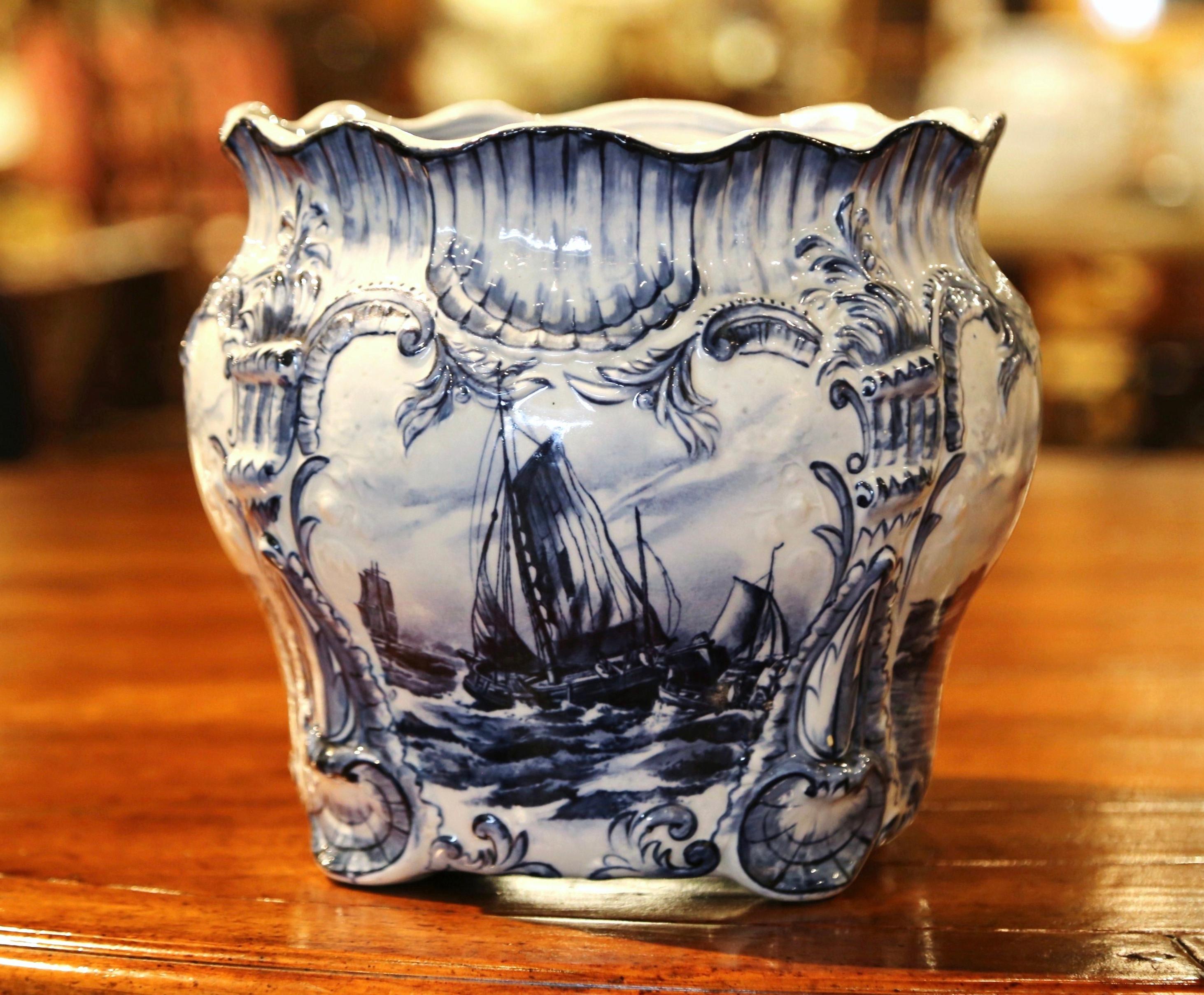 grand pot ceramique bleu
