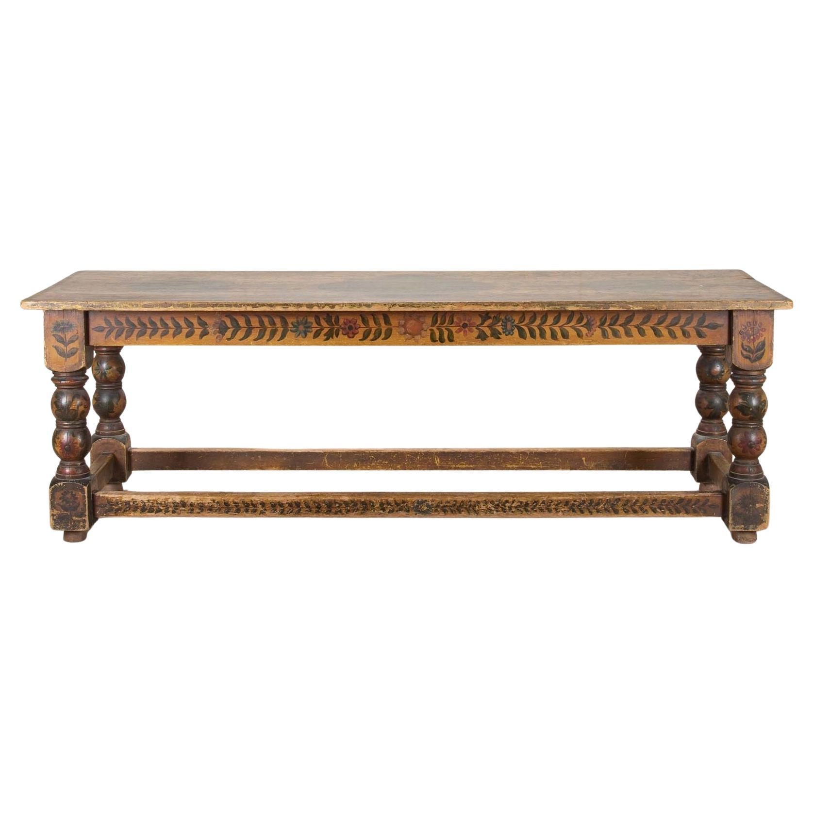 Grande table peinte hollandaise du 19e siècle