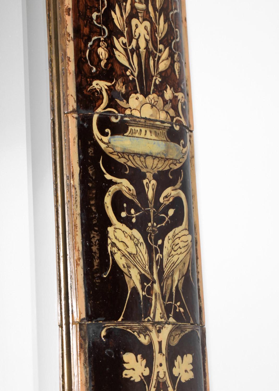 Grand miroir en faïence du 19ème siècle, pièce unique de céramique française en vente 4