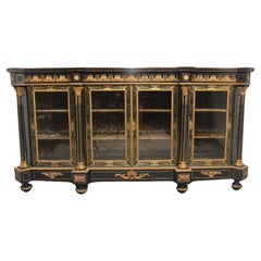 Large 19th Century ebonised and boulle credenza