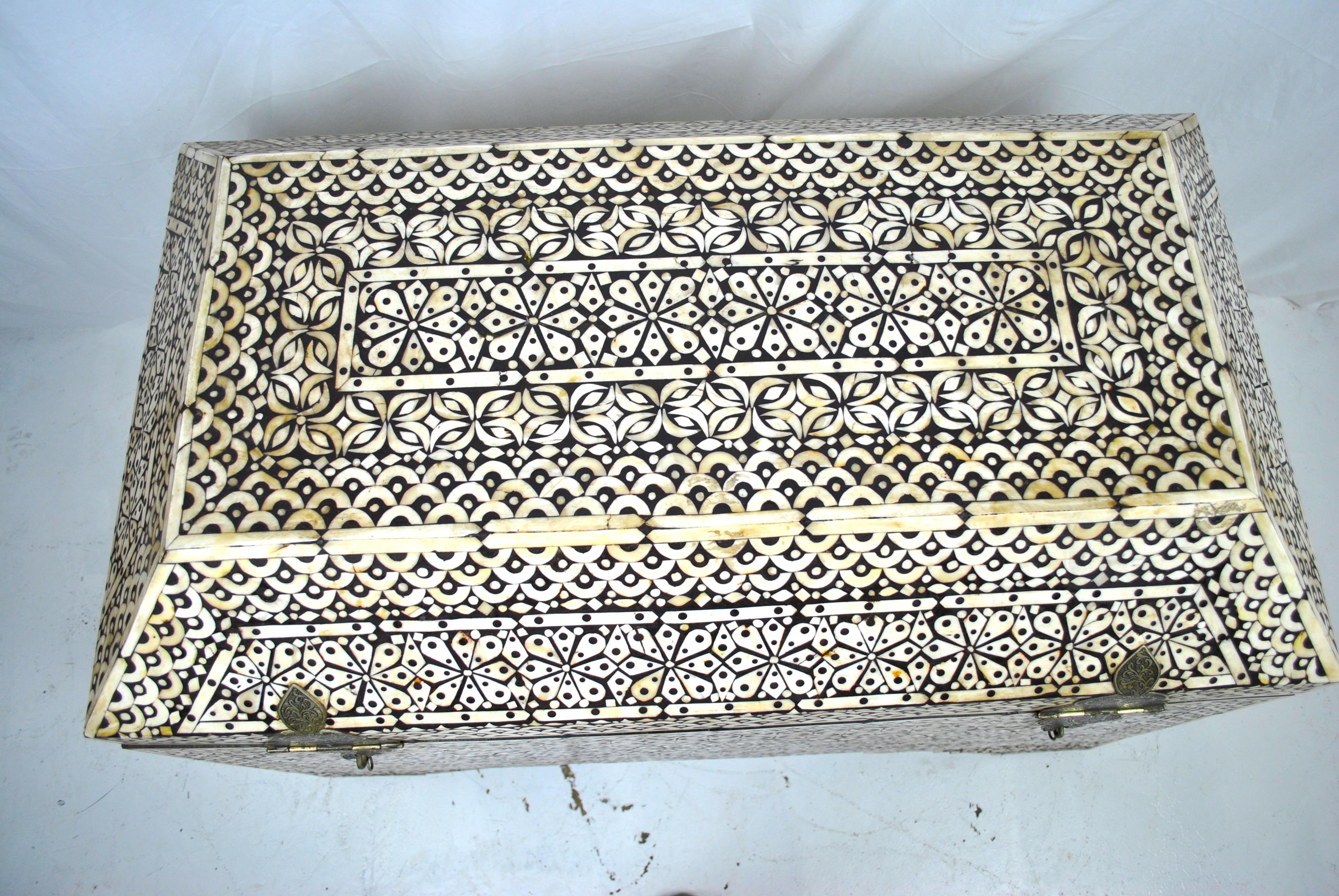 Anglo-Indian Large 19th Century Ebony and Bone Inlay Chest by Classic Silvercrats India
