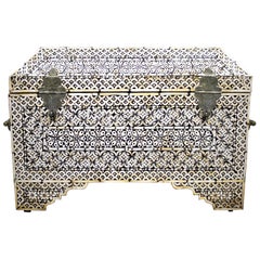 Large 19th Century Ebony and Bone Inlay Chest by Classic Silvercrats India