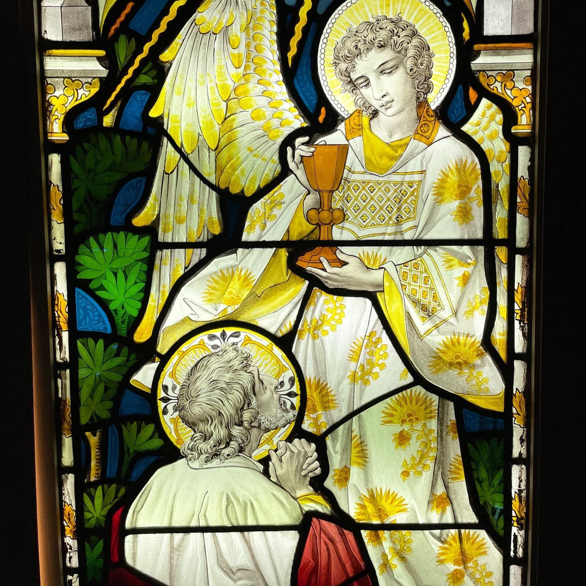 Large 19th Century Ecclesiastical Stained Glass Window In Fair Condition For Sale In Wormelow, Herefordshire