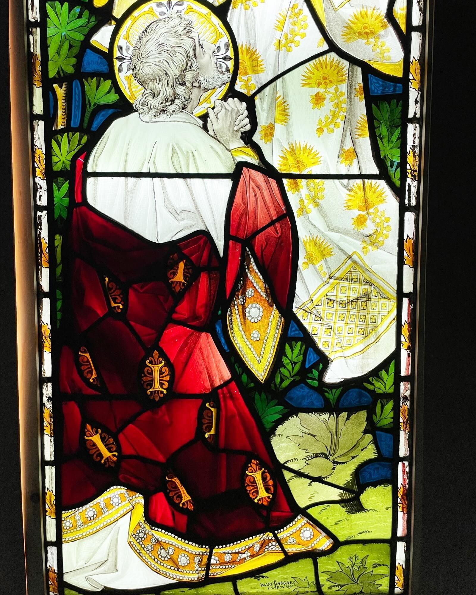 Large 19th Century Ecclesiastical Stained Glass Window For Sale 1
