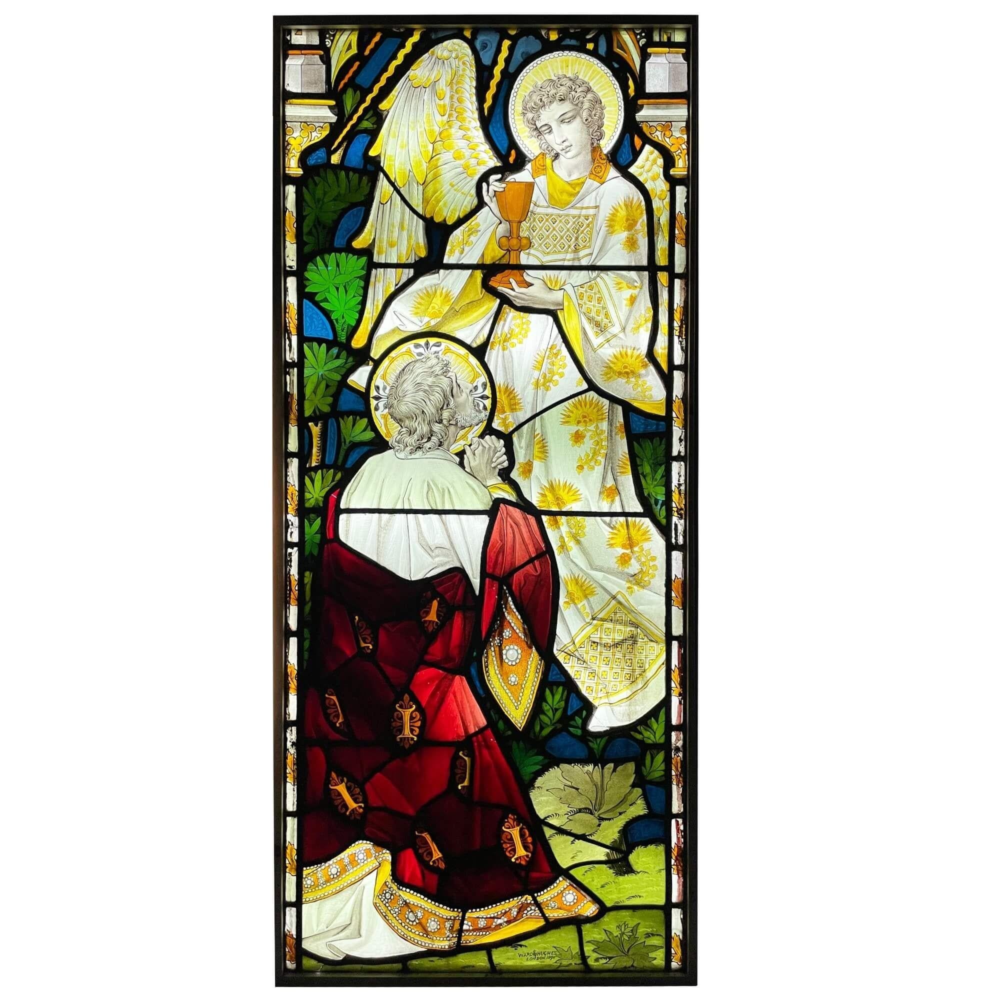 Large 19th Century Ecclesiastical Stained Glass Window For Sale