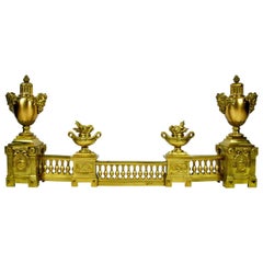 Large 19th Century Elaborate French Ormolu on Brass Fire Fender