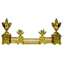 Large 19th Century Elaborate French Ormolu on Brass Fire Fender