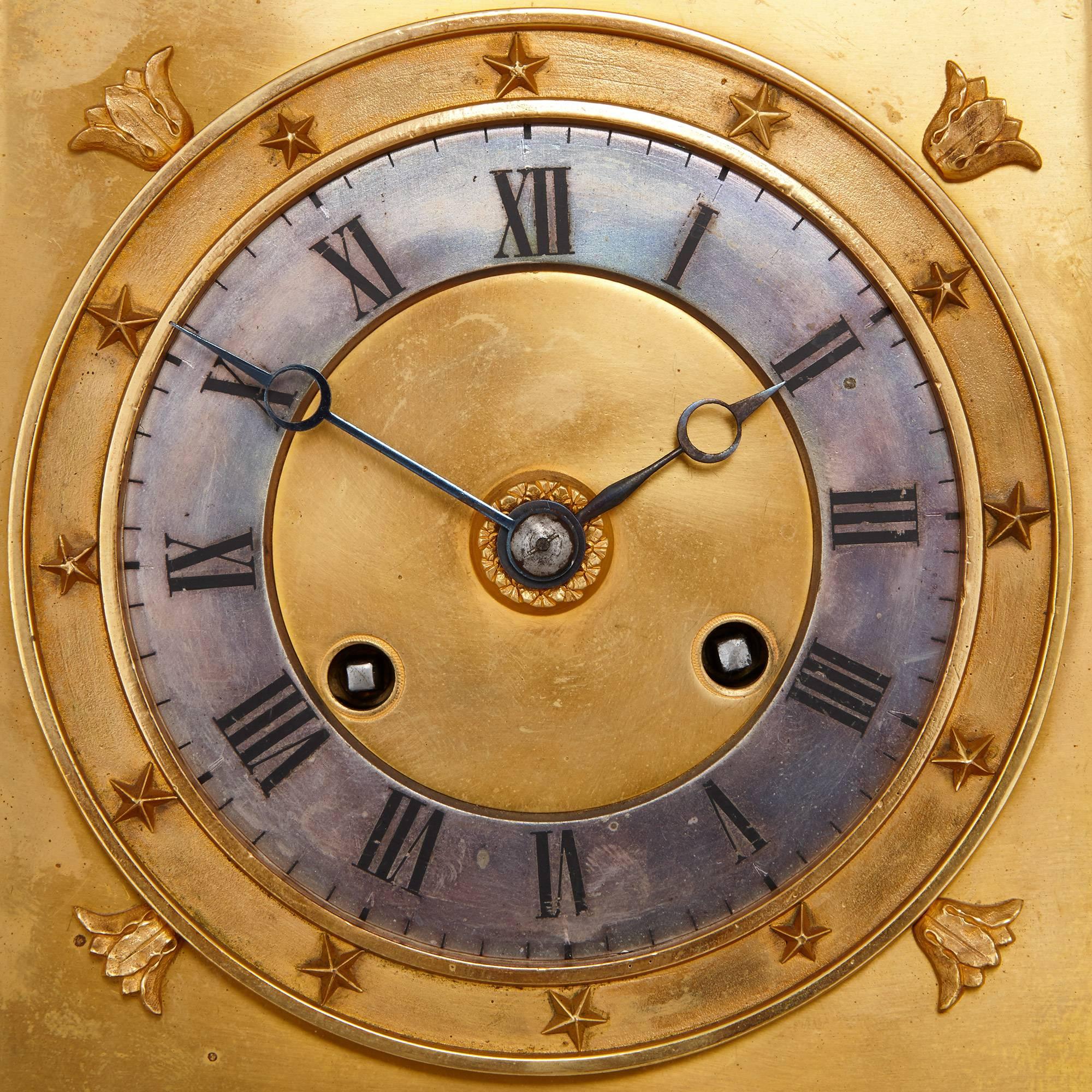 French Large 19th Century Empire Ormolu Mantel Clock