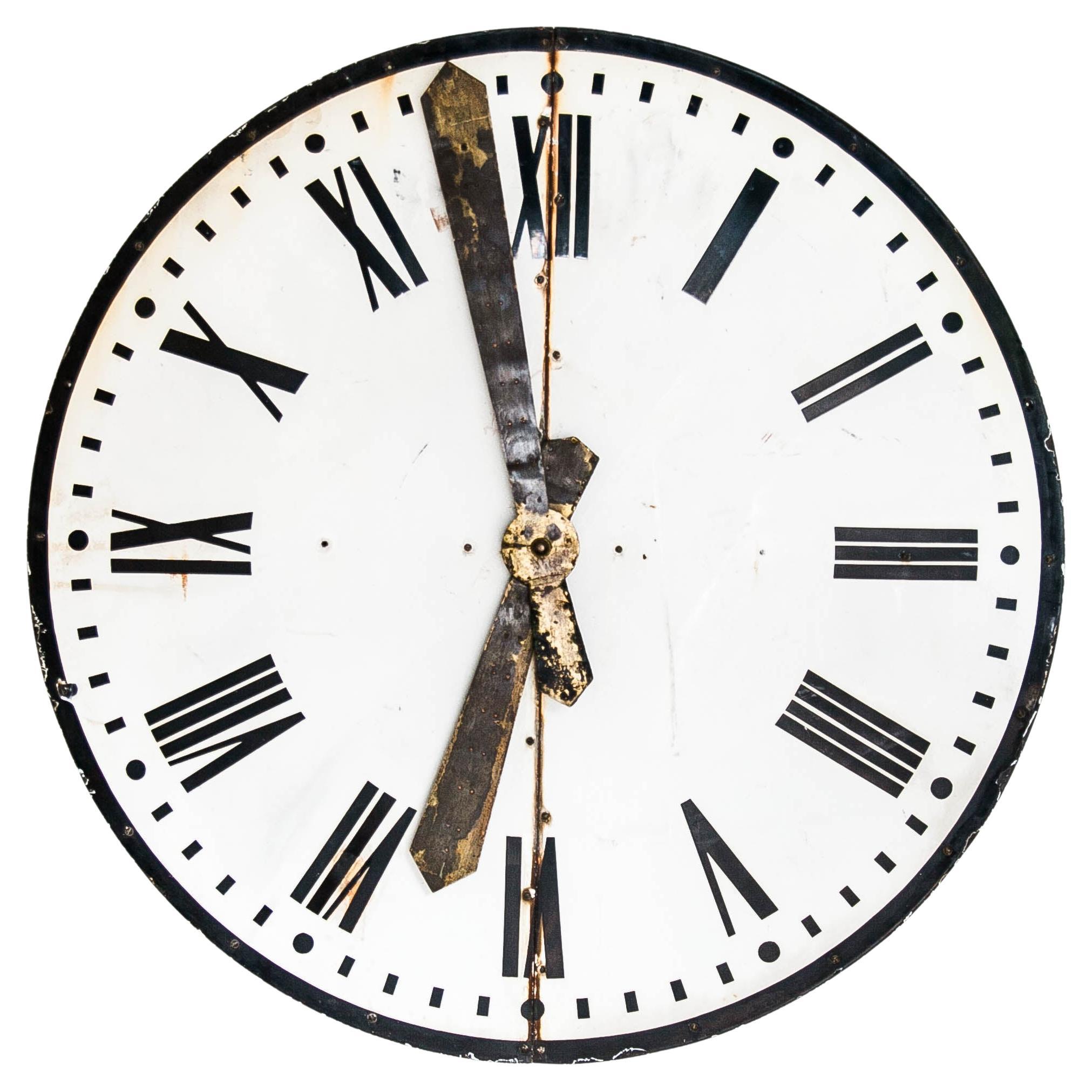 Large 19th Century Enamelled Clock Face, Industrial Style, France For Sale