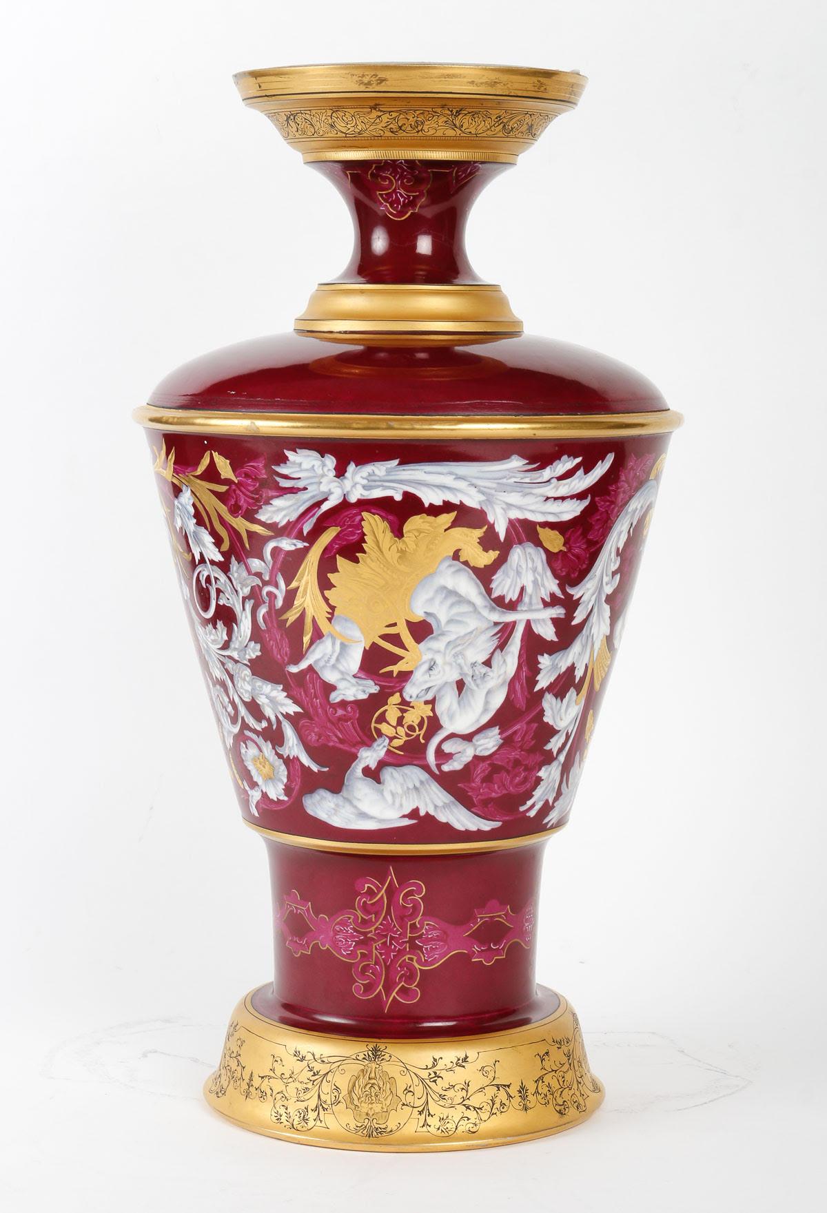 Large 19th Century Enamelled Porcelain Vase. In Good Condition For Sale In Saint-Ouen, FR