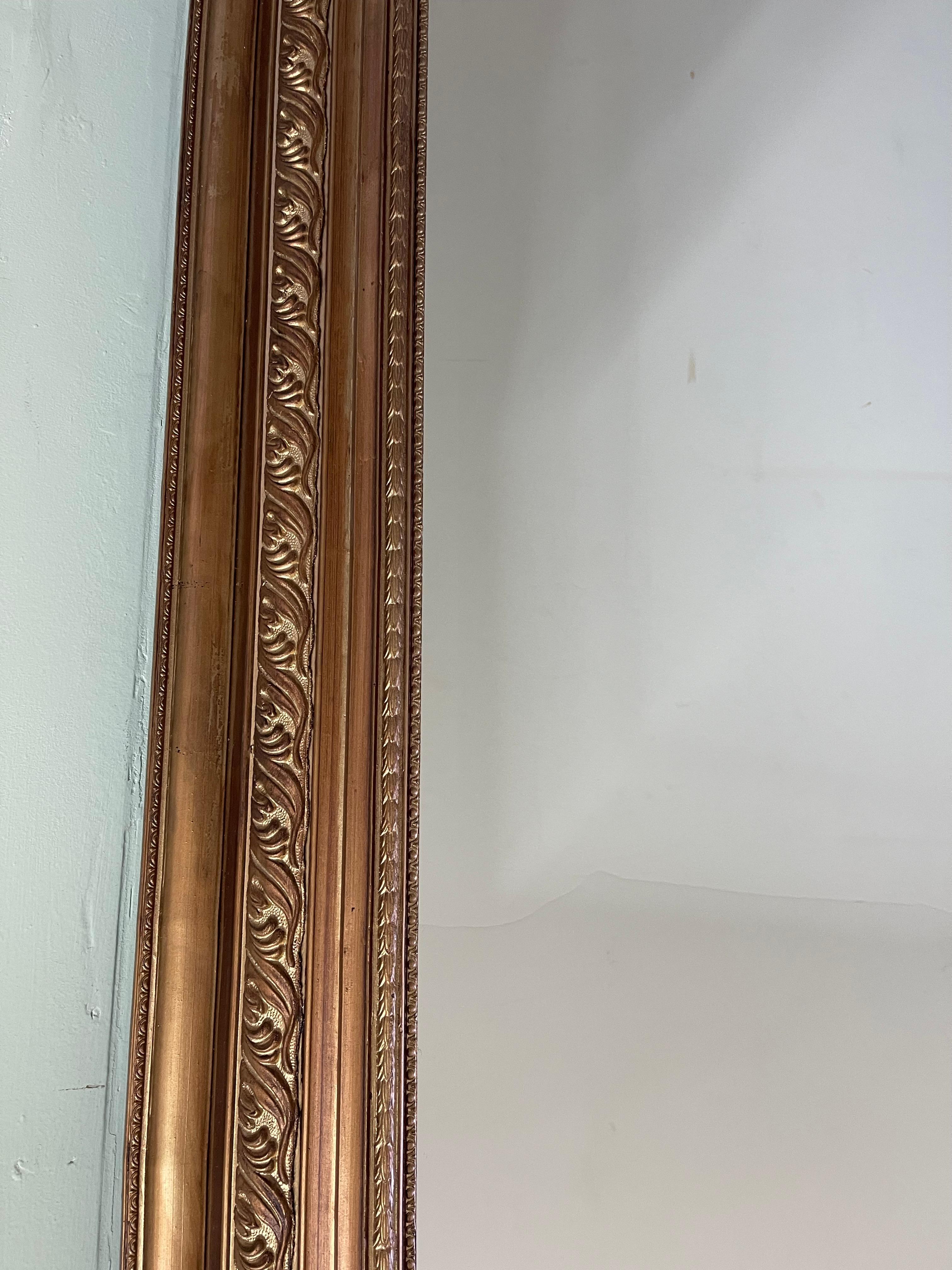 Large 19th Century English Acanthus Gilt Frame with Beveled Mirror 3