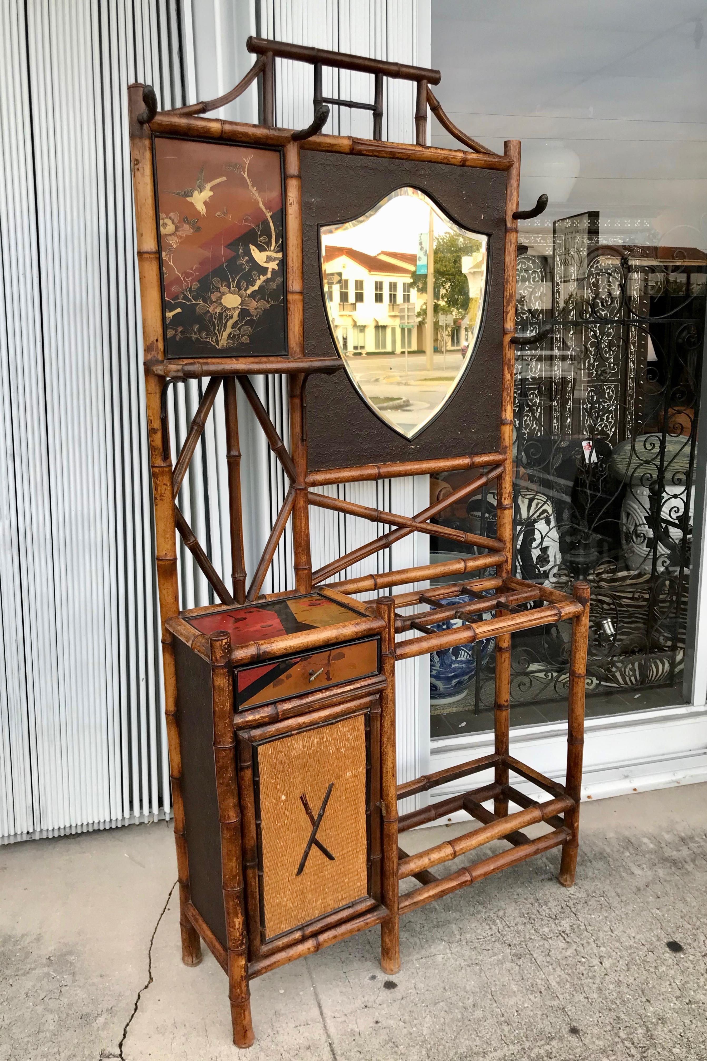 Large 19th Century English Bamboo Hall Stand For Sale 2