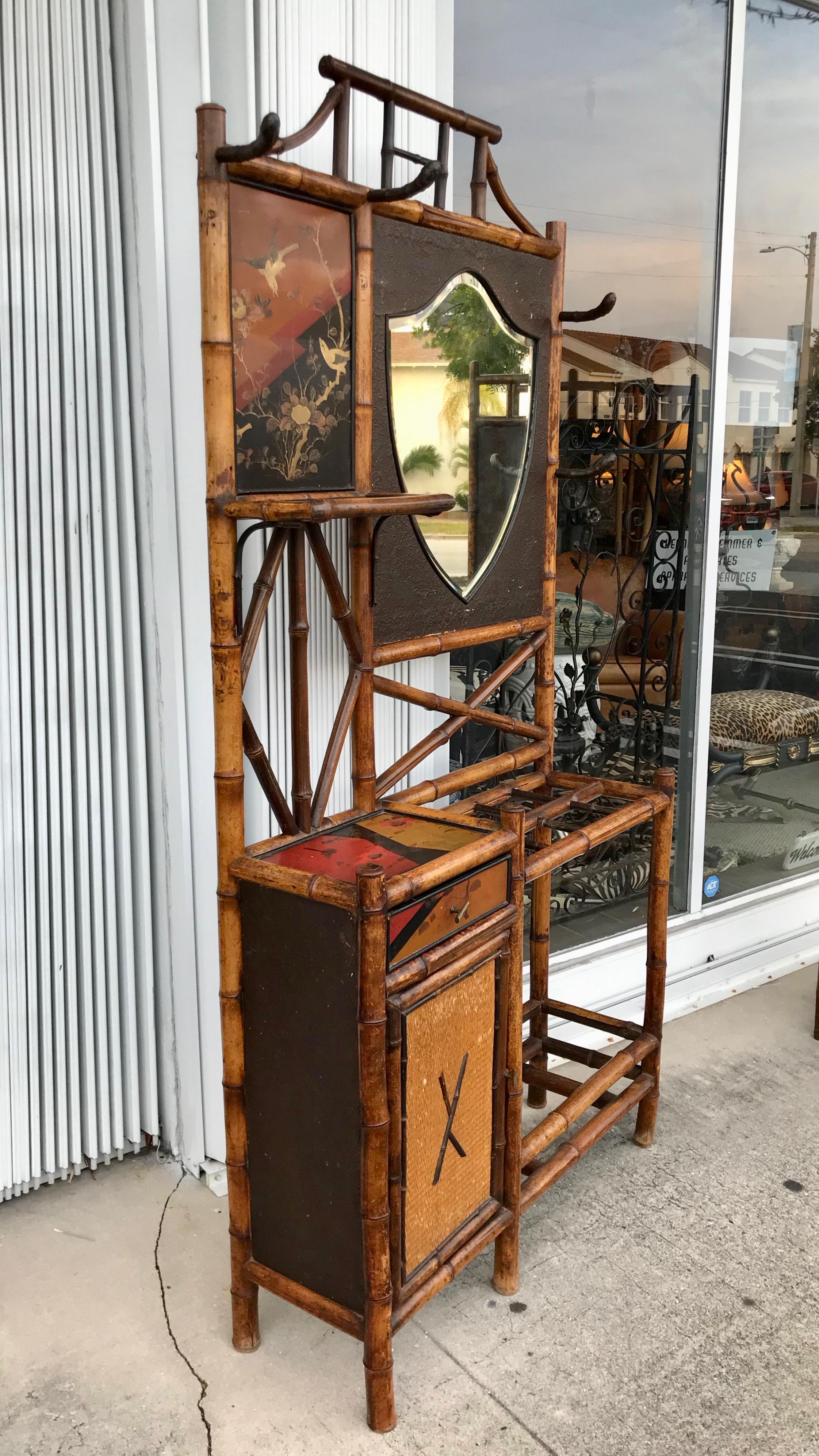 Large 19th Century English Bamboo Hall Stand For Sale 3