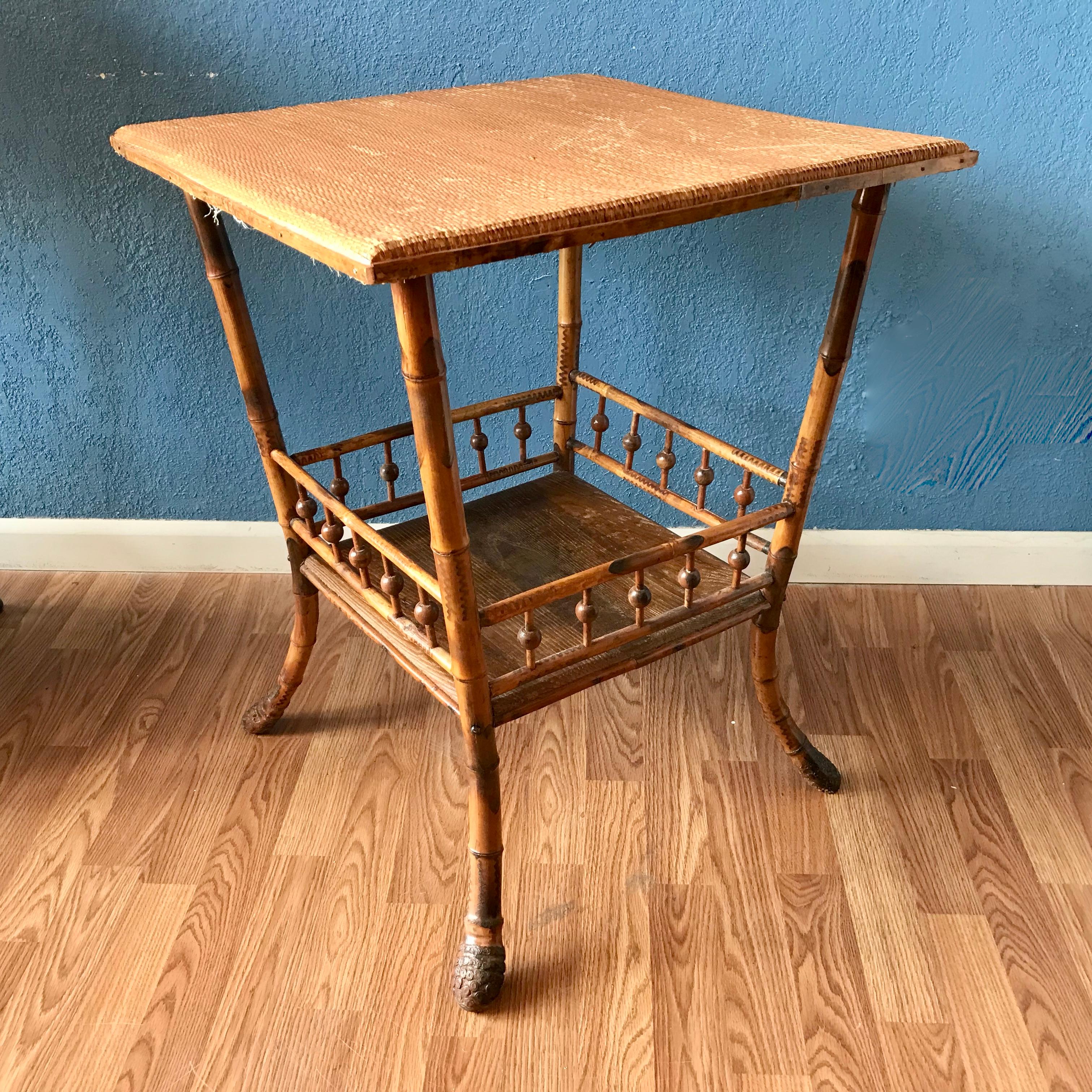 Large 19th Century English Bamboo Side Table 9