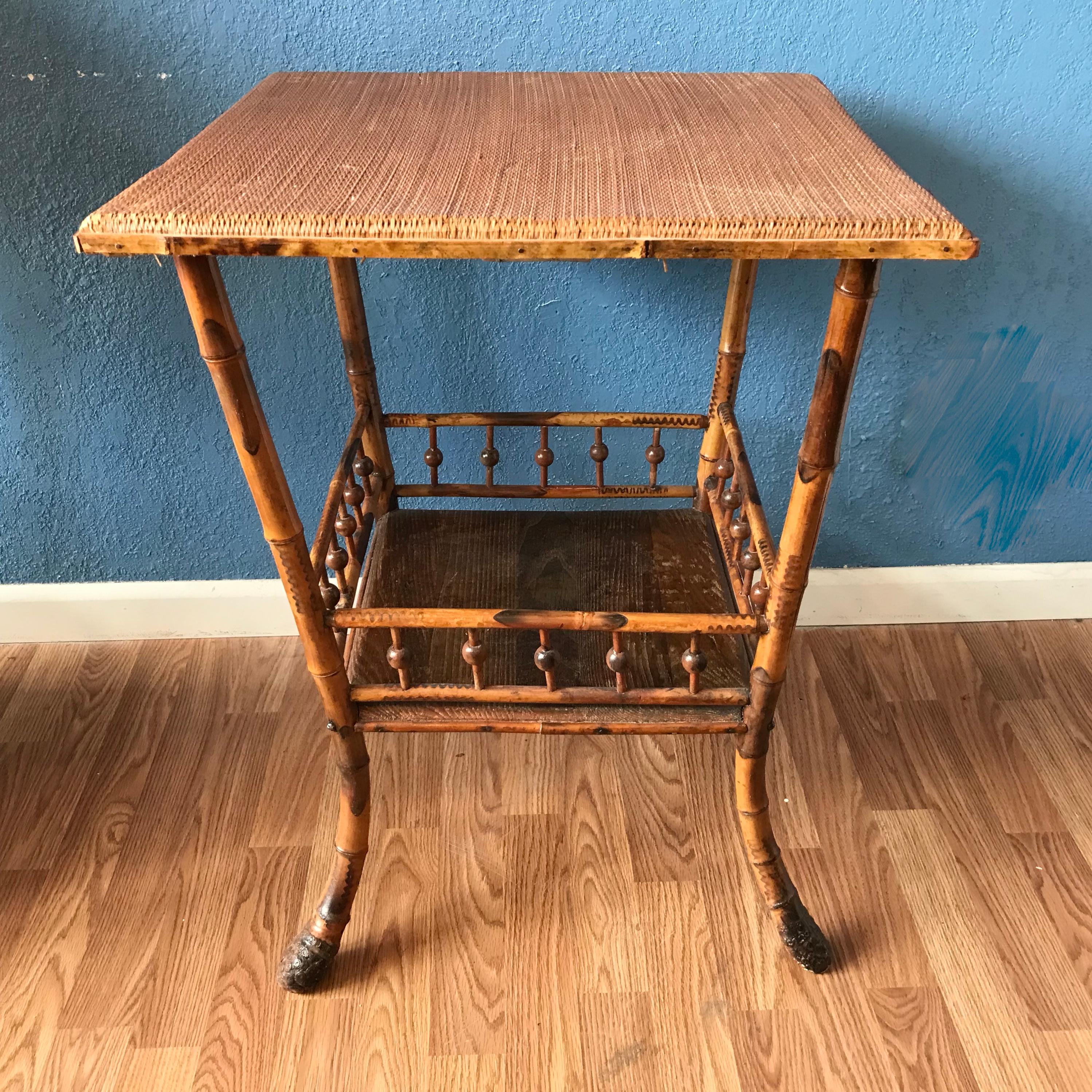 Large 19th Century English Bamboo Side Table 1