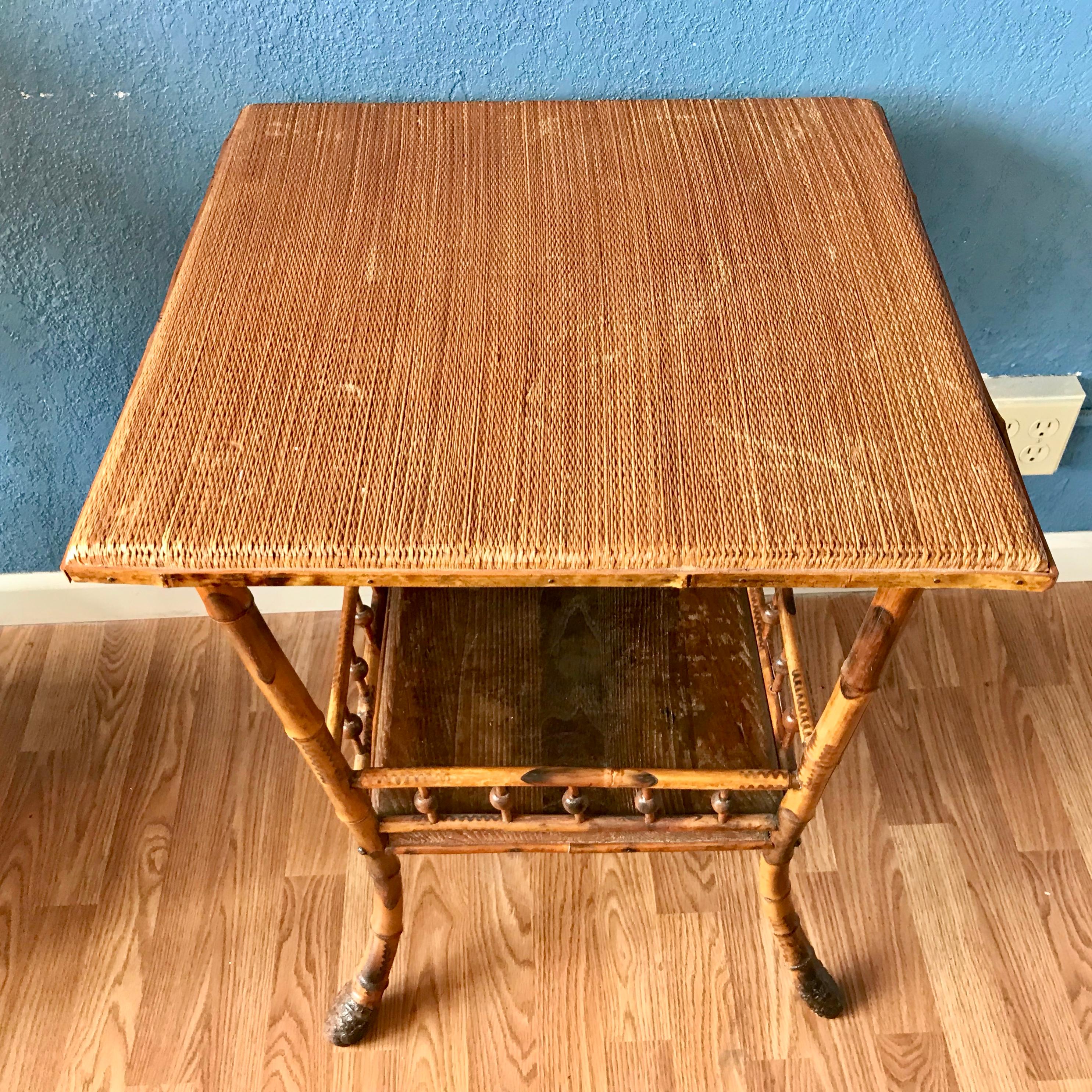 Large 19th Century English Bamboo Side Table 2