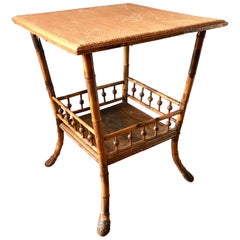 Antique Large 19th Century English Bamboo Side Table