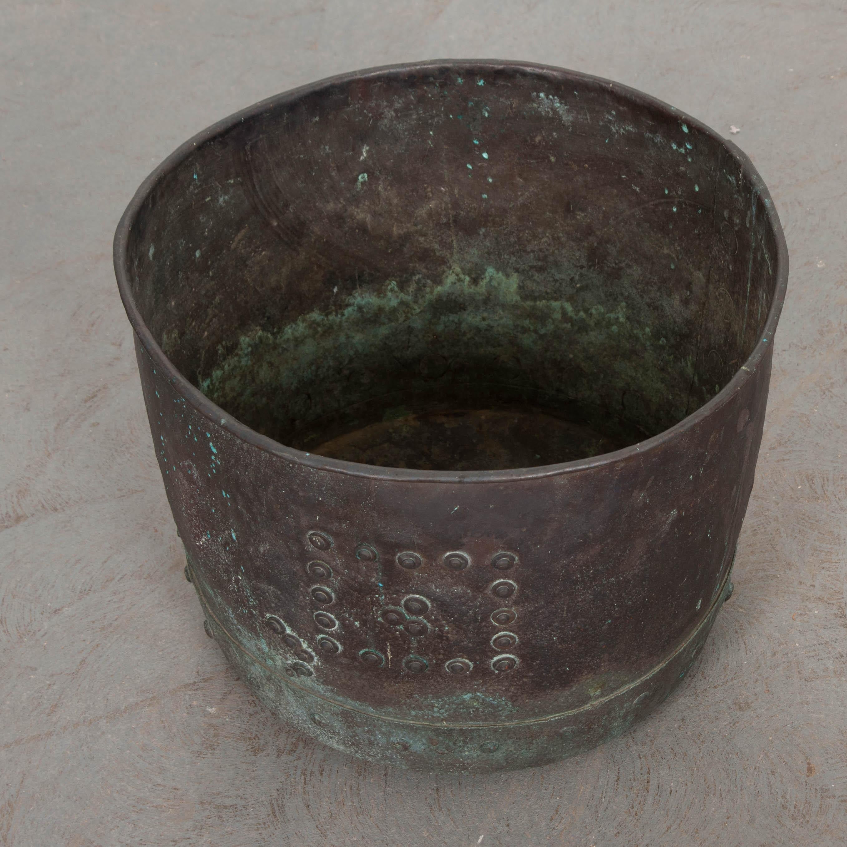 Hammered Large 19th Century English Copper Pot