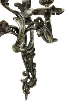 Pair Of Silver Rococo Wall Sconces