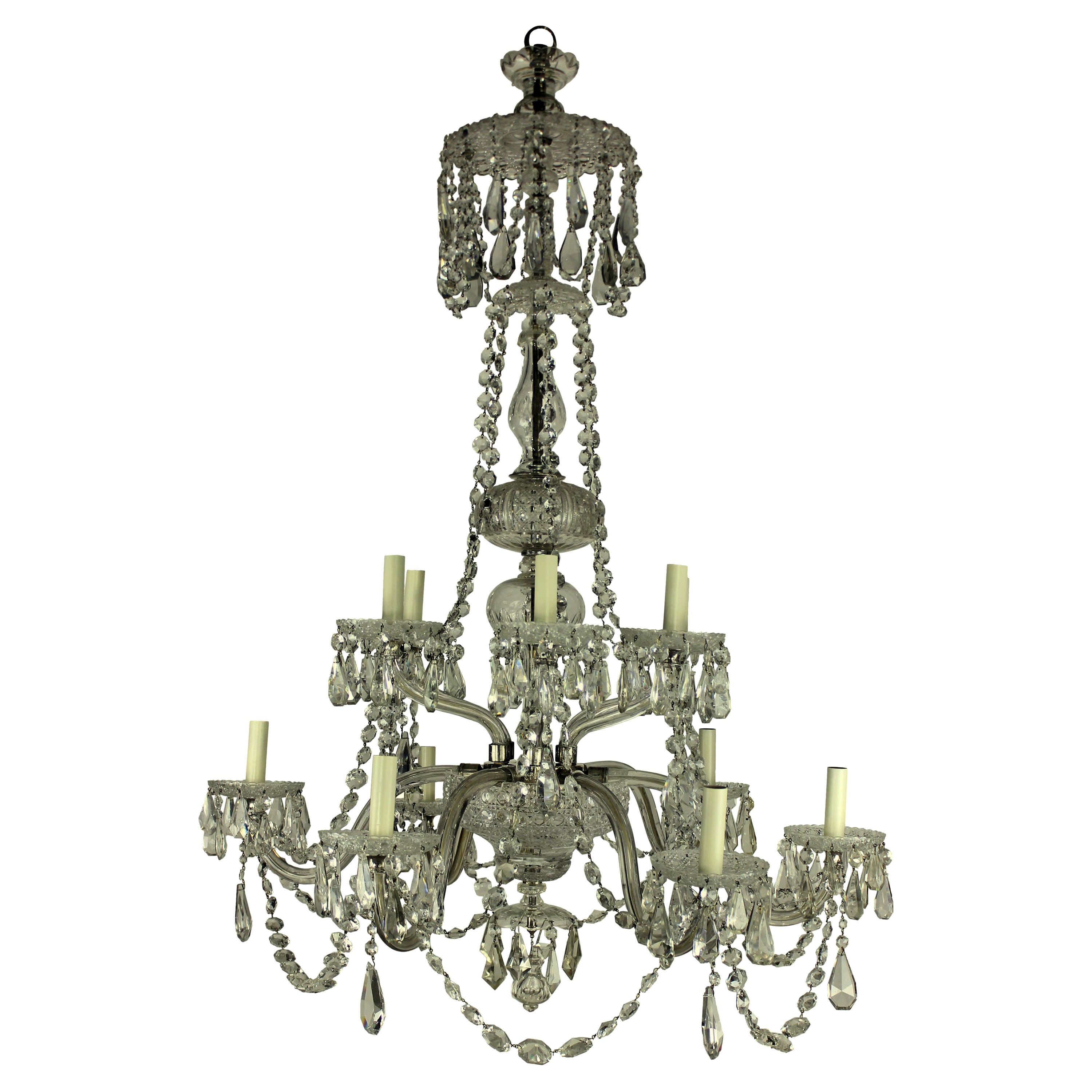 Large 19th Century English Cut-Glass Chandelier