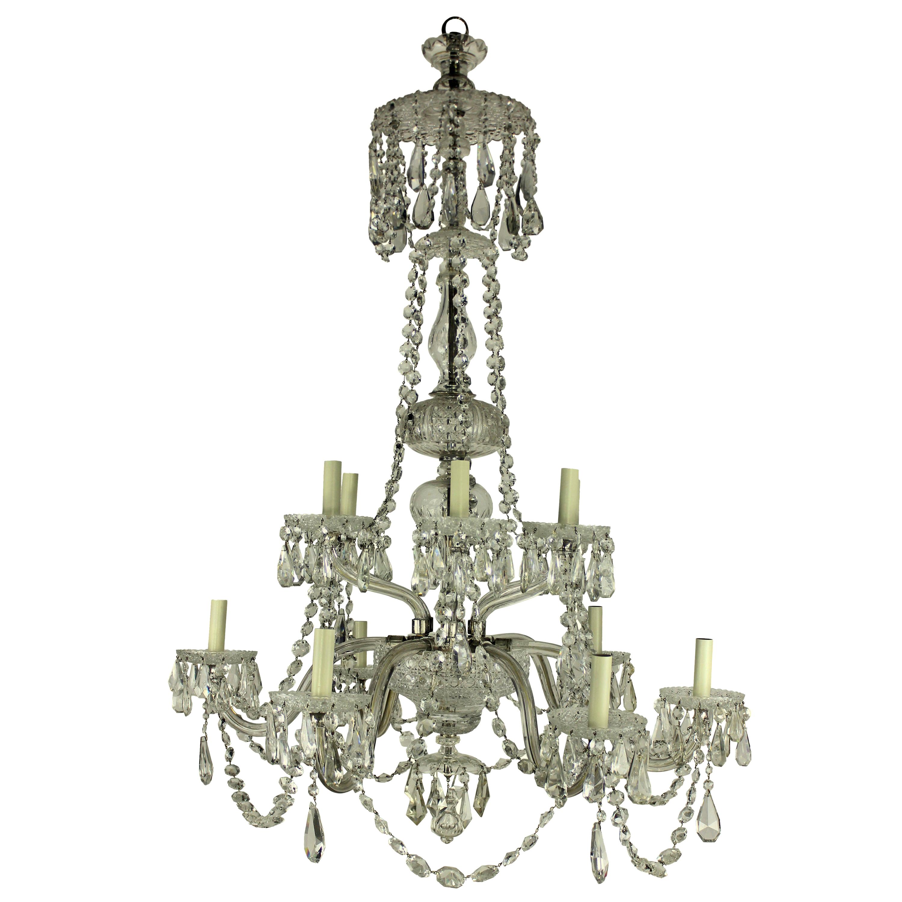 Large 19th Century English Cut-Glass Chandelier
