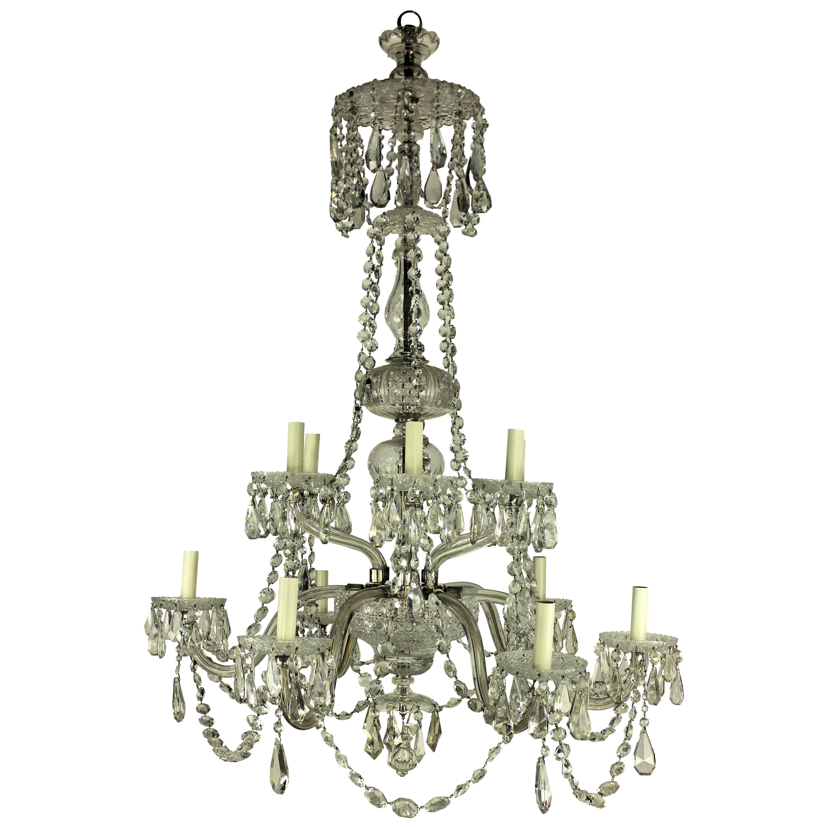 Large 19th Century English Cut-Glass Chandelier