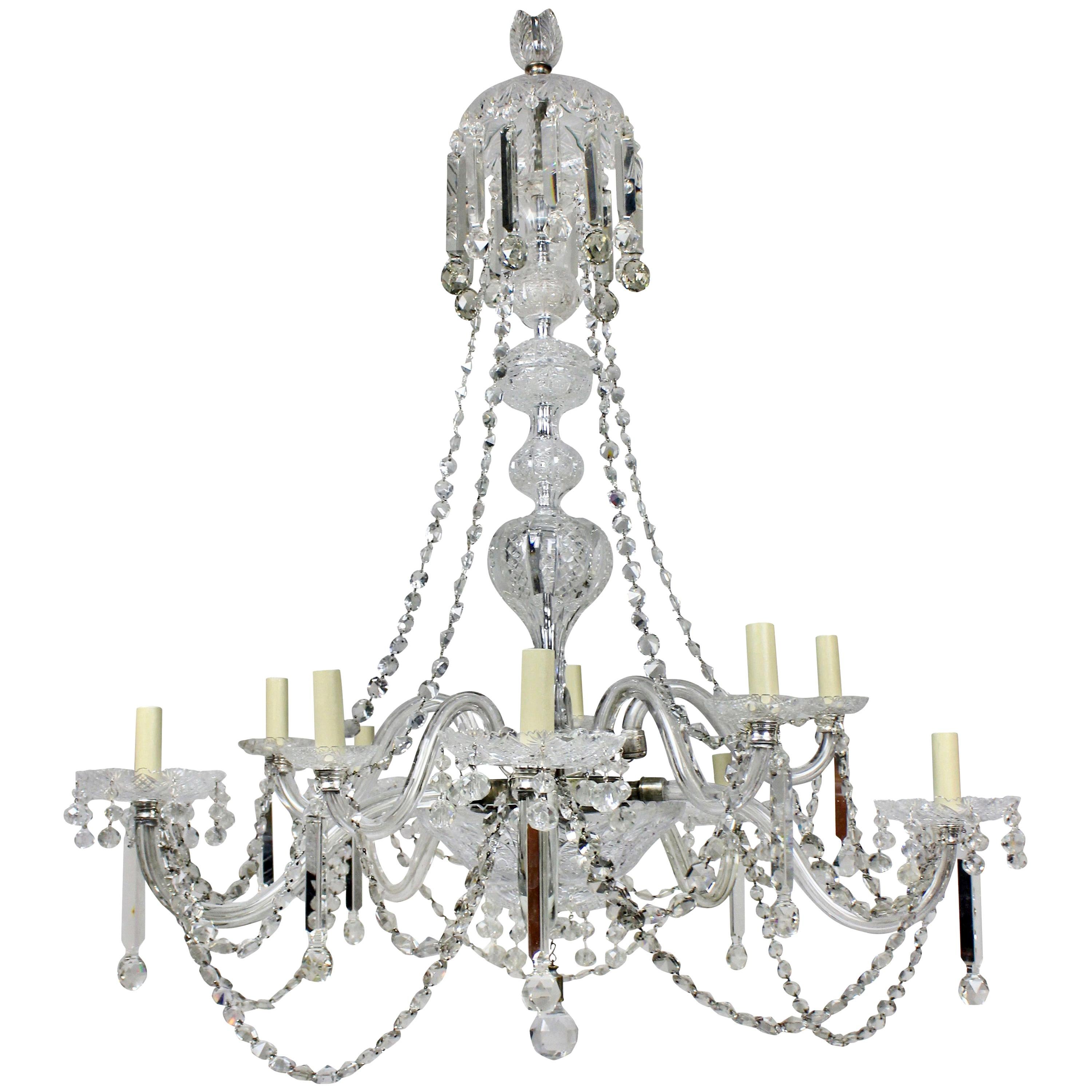 Large 19th Century English Cut-Glass Chandelier of Good Quality