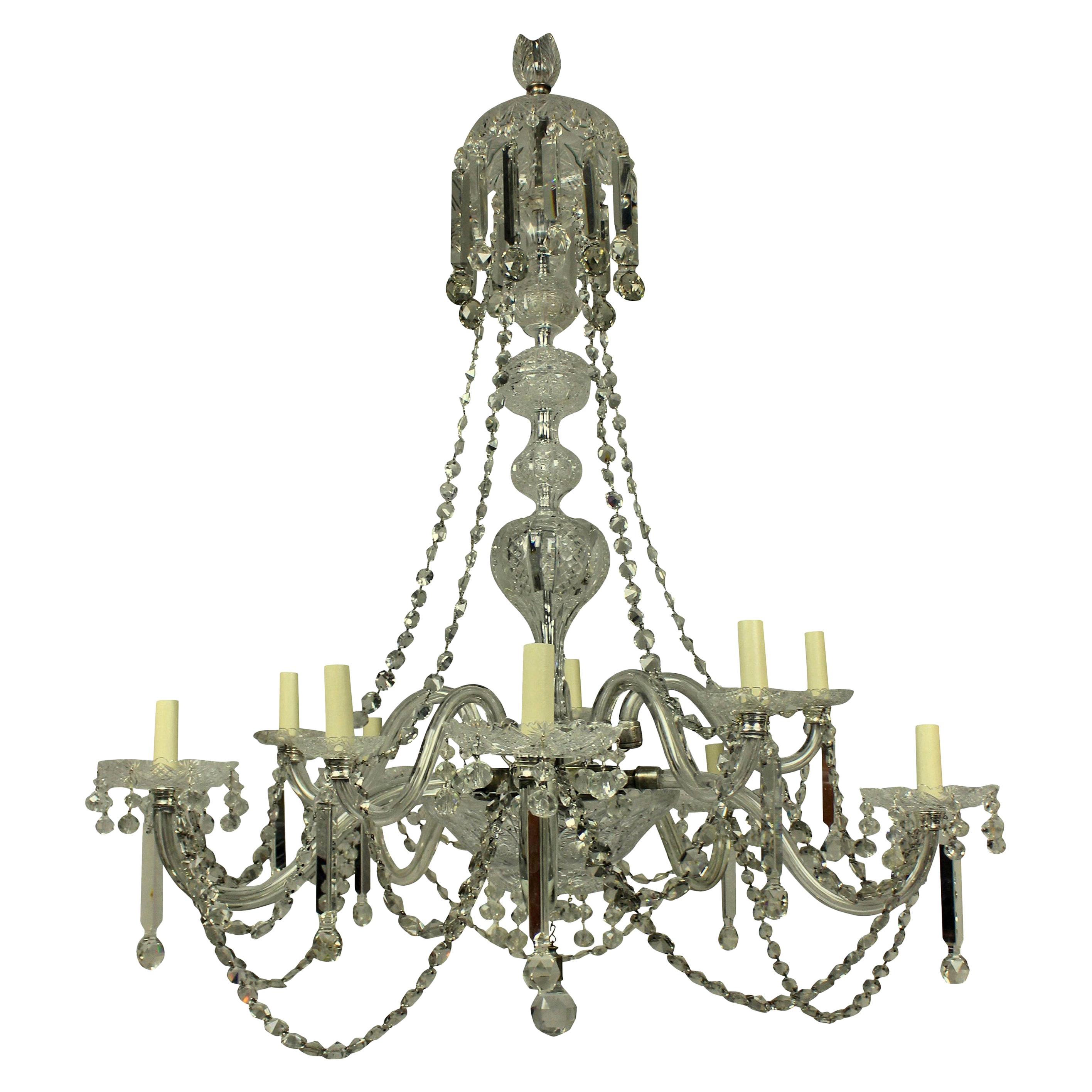 Large 19th Century English Cut-Glass Chandelier of Good Quality