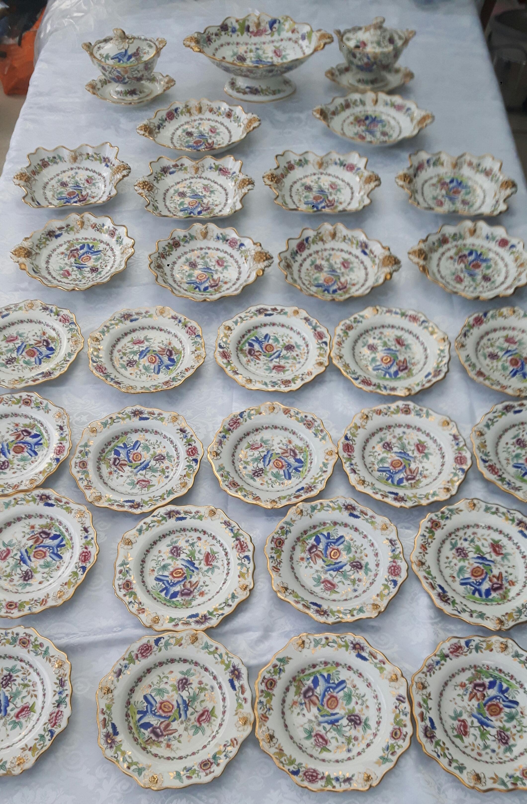 Glazed Large 19th Century English Dessert Service For Sale
