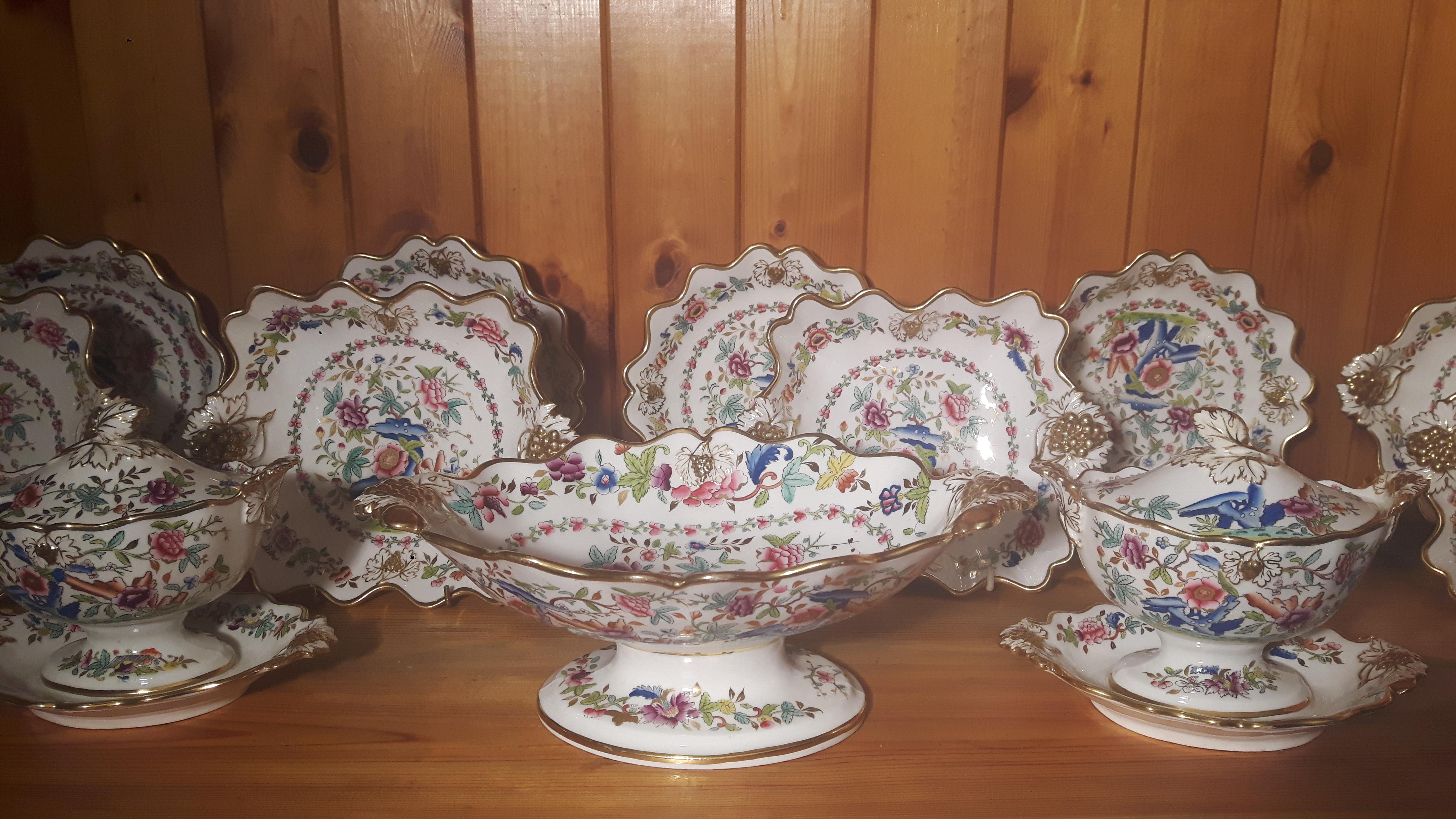 Porcelain Large 19th Century English Dessert Service For Sale