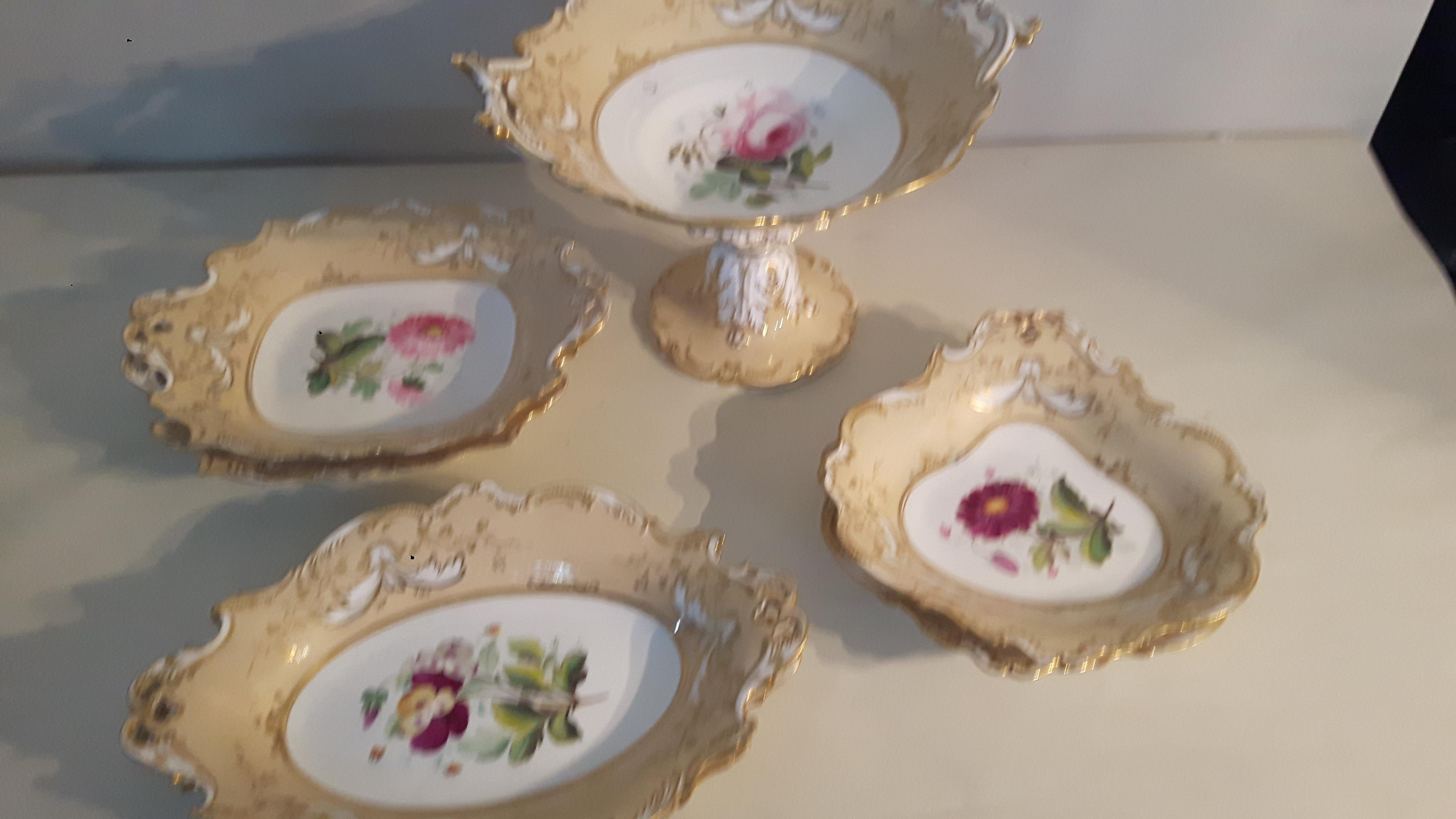 Porcelain Large 19th Century English Dessert Service