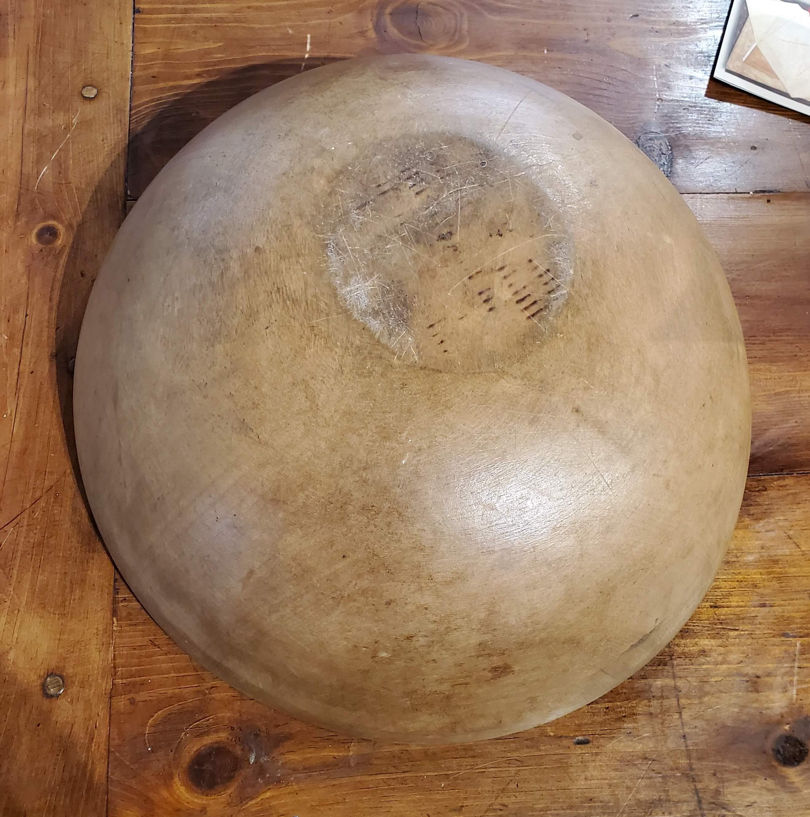 Turned Large 19th Century English Elm Dough Bowl
