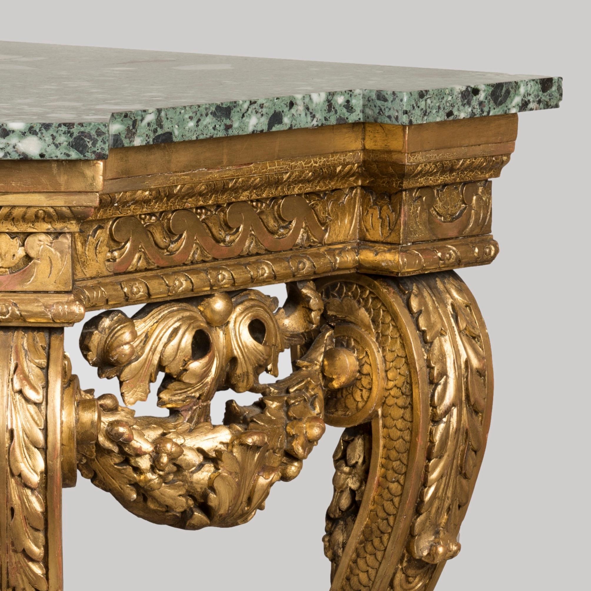 Grande table console en bois doré anglais du 19e siècle dans le style de William Kent Bon état - En vente à London, GB