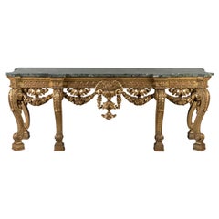 Grande table console en bois doré anglais du 19e siècle dans le style de William Kent