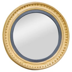 Grande specchio convesso in legno dorato inglese del XIX secolo con finiture interne ebanizzate