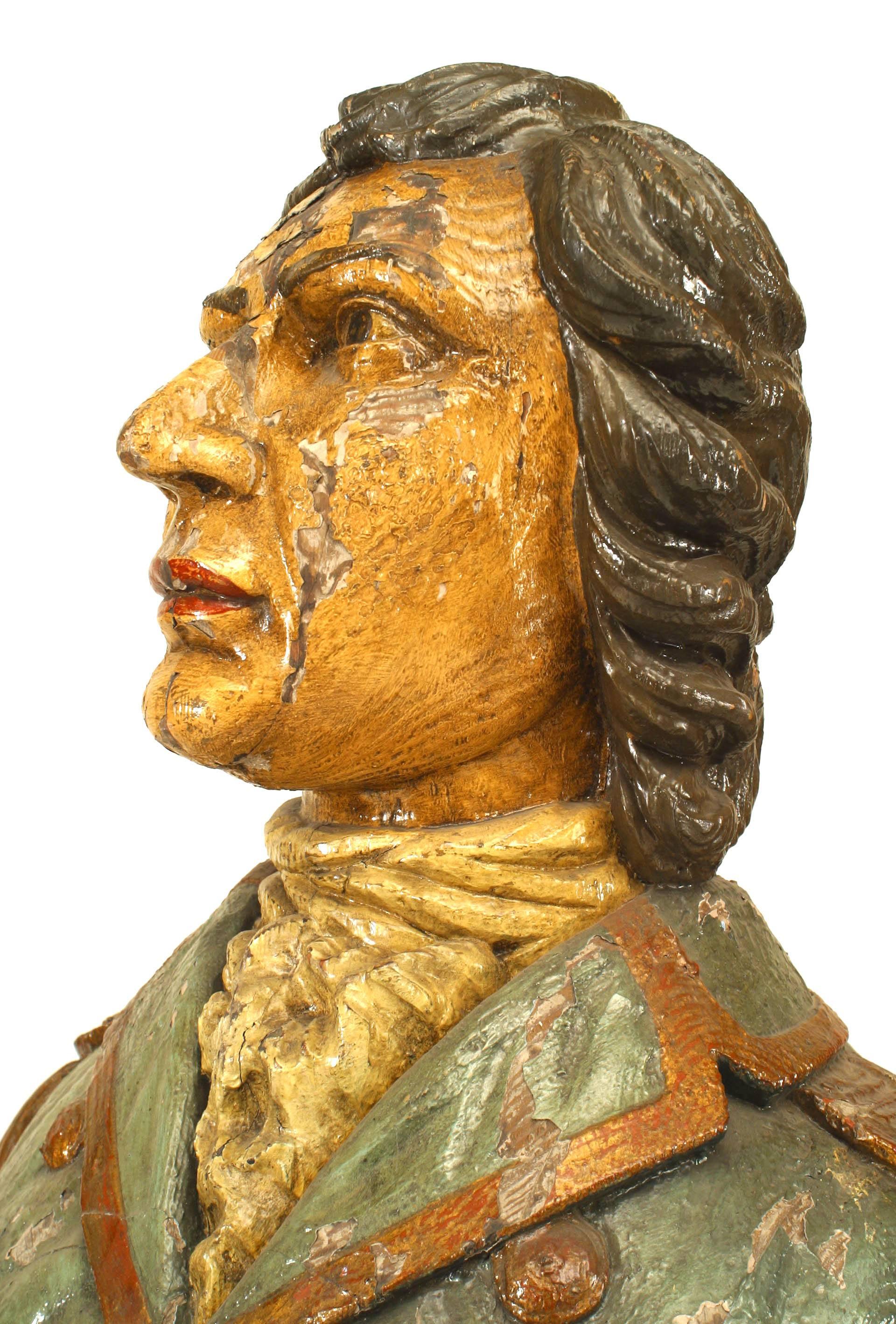 19th Century English Polychrome Carved Ship Figurehead of Lord Nelson In Good Condition For Sale In New York, NY
