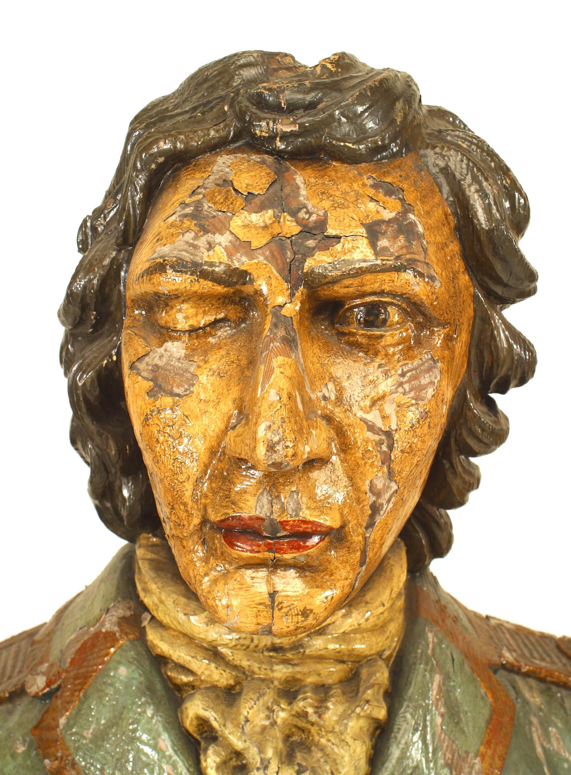 Legno Polena di nave intagliata in policromia del XIX secolo di Lord Nelson in vendita