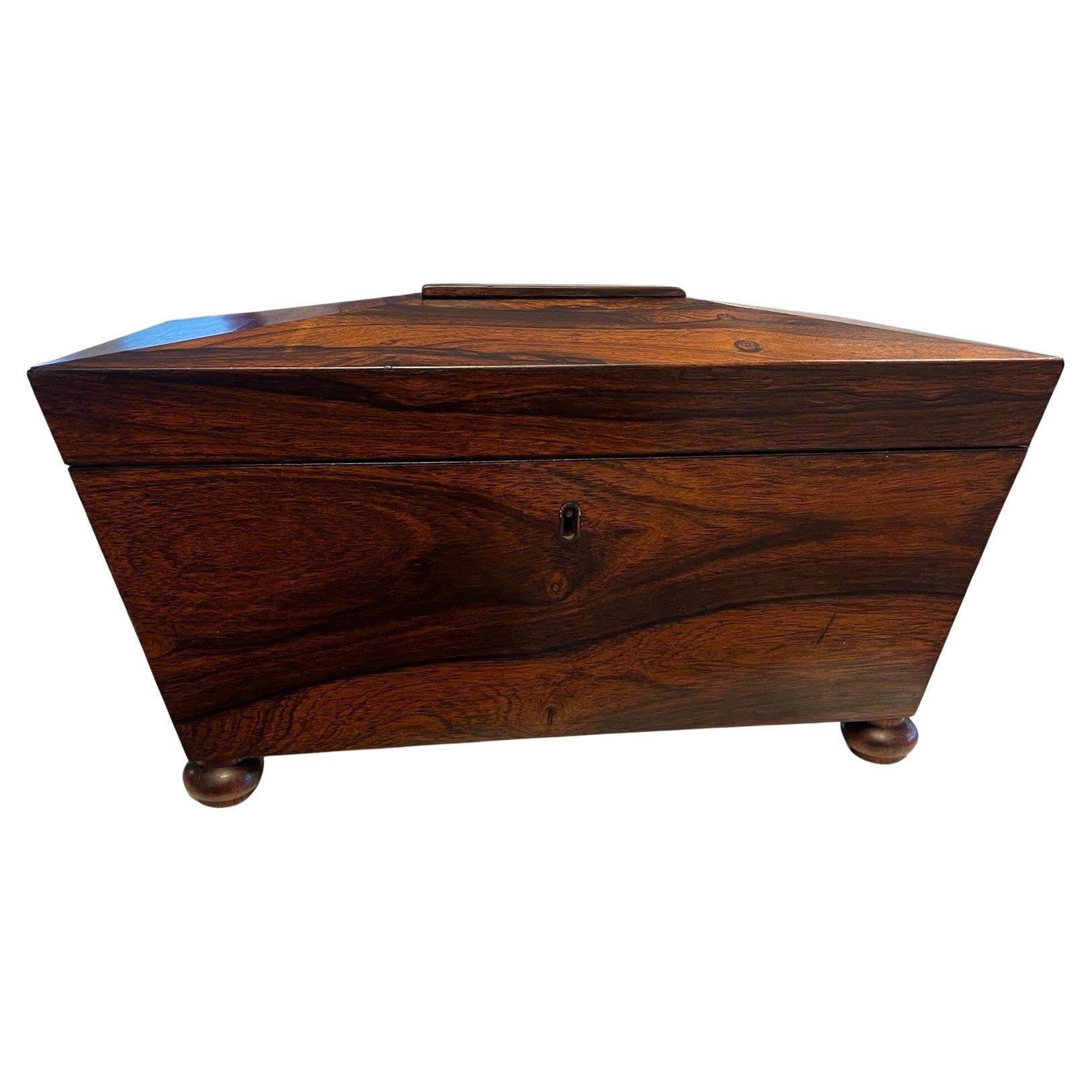 Large 19th Century English Mahogany Sarcophagus Form Tea Caddy  