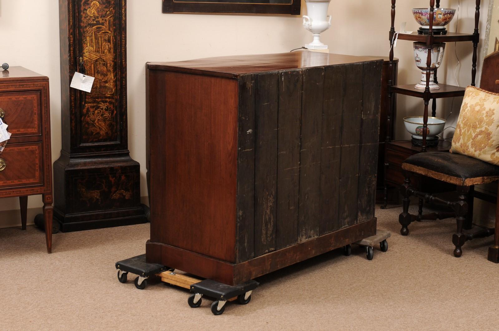 Large 19th Century English Mahogany Serpentine Chest with Ebonized String Inlay For Sale 7