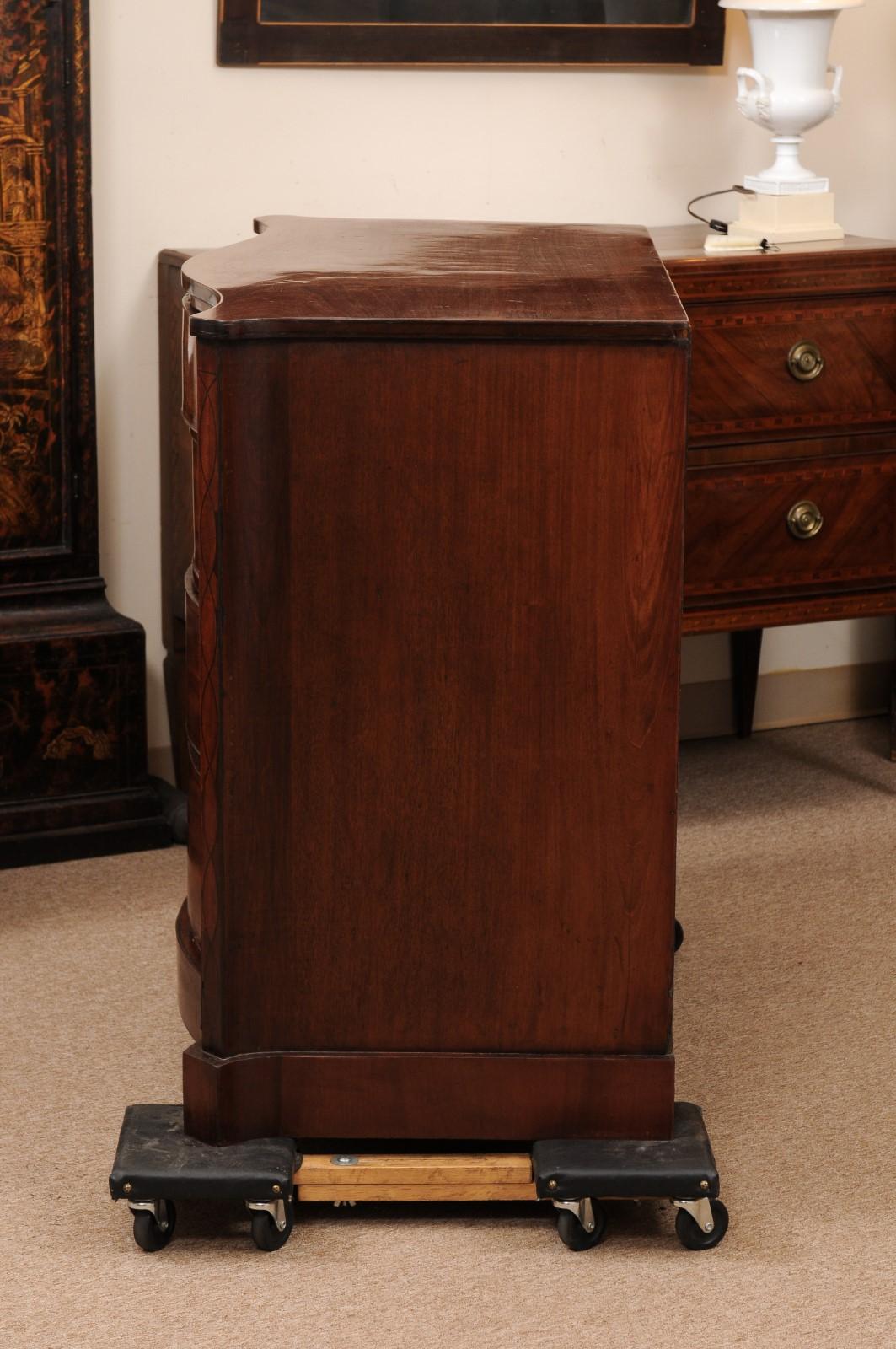 Large 19th Century English Mahogany Serpentine Chest with Ebonized String Inlay For Sale 8