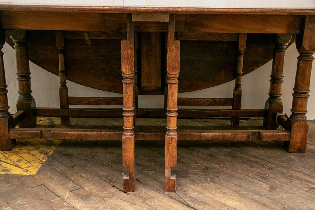 Large 19th Century English Oak Drop-Leaf Gate-Leg Dining Table 1