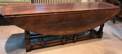 Large English Oak Gateleg Dining Table Seats Eight to Ten