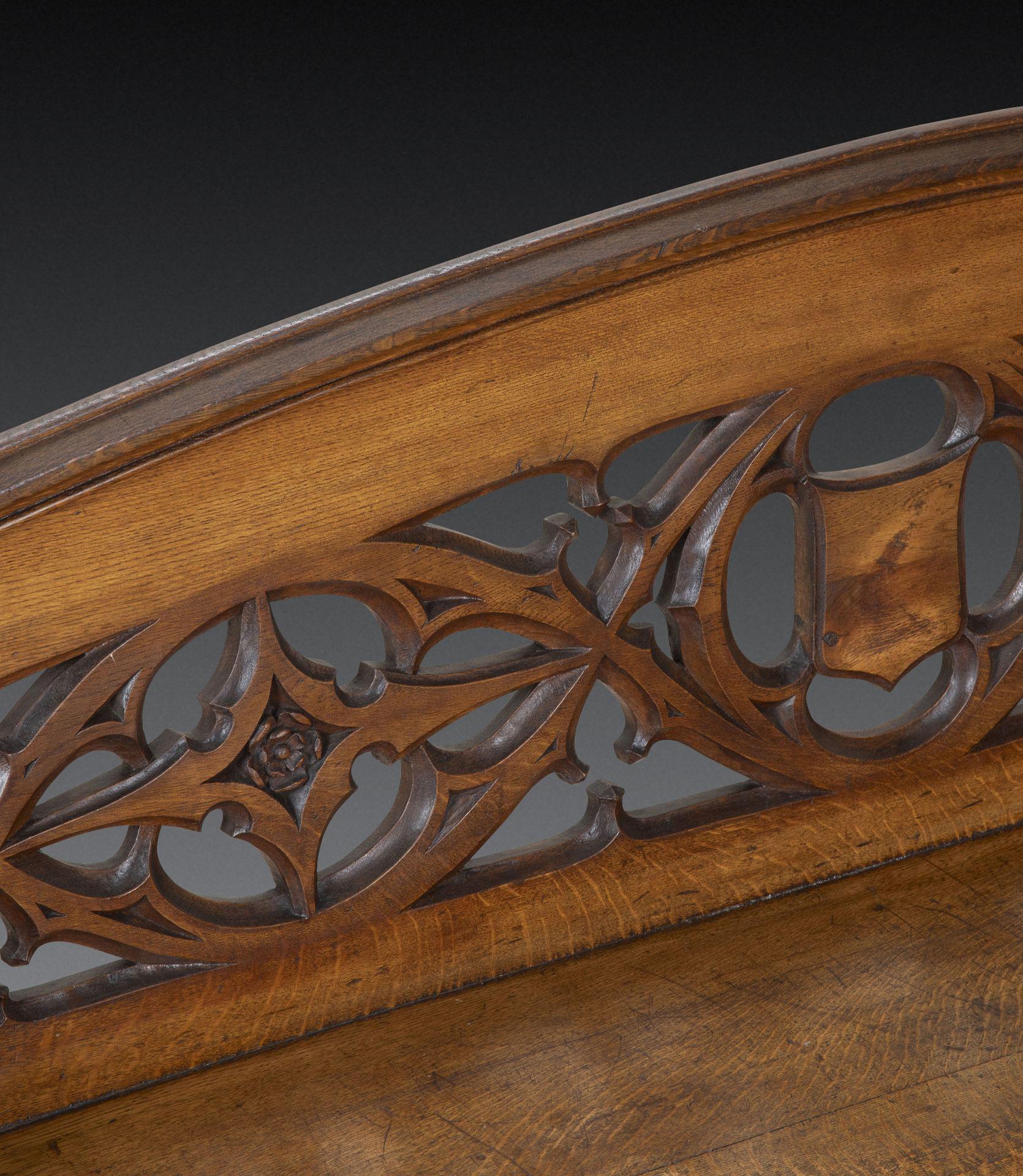 Mid-19th Century Large 19th Century English Oak Hall Bench For Sale